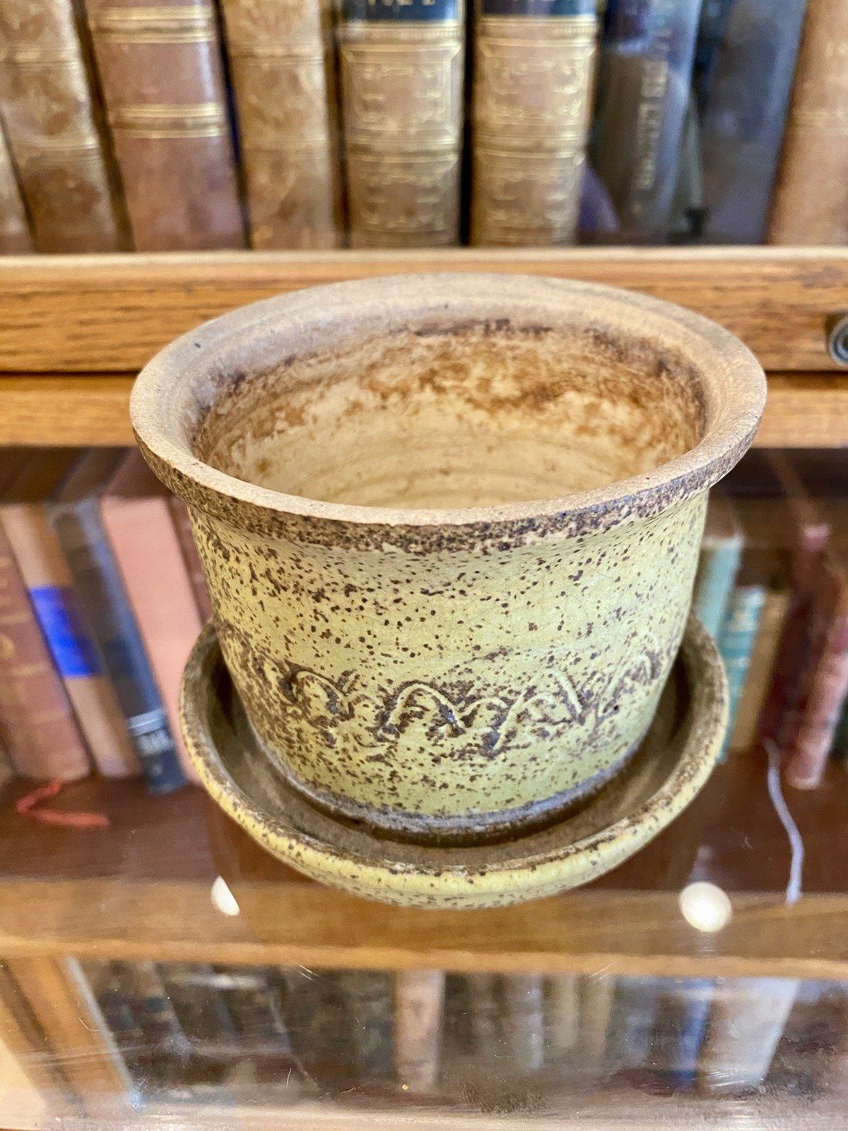 Vintage Robert Pickenpaugh Signed Madison, MS Pottery 3.25 Planter w Water Catch Rim 2