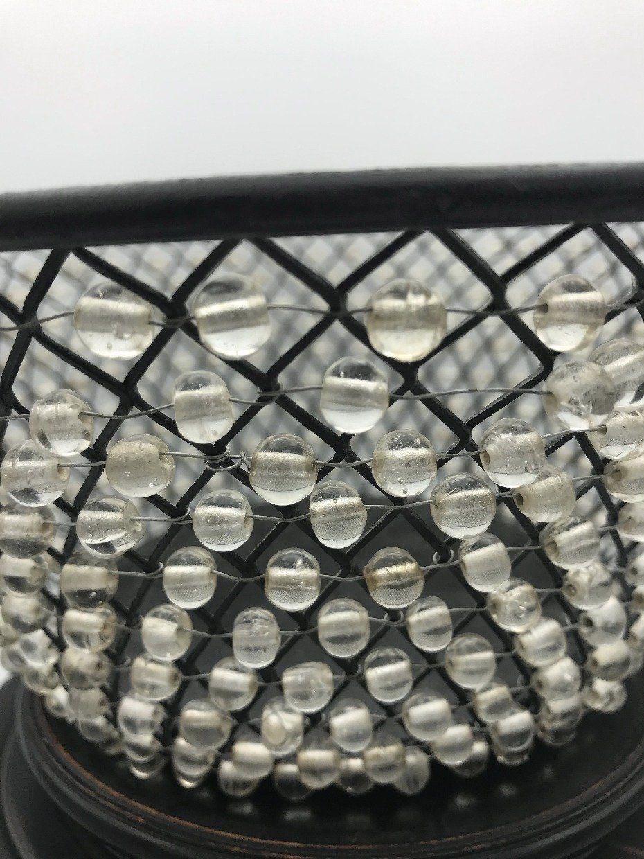 Wire + Clear Beaded Basket Made in India 3