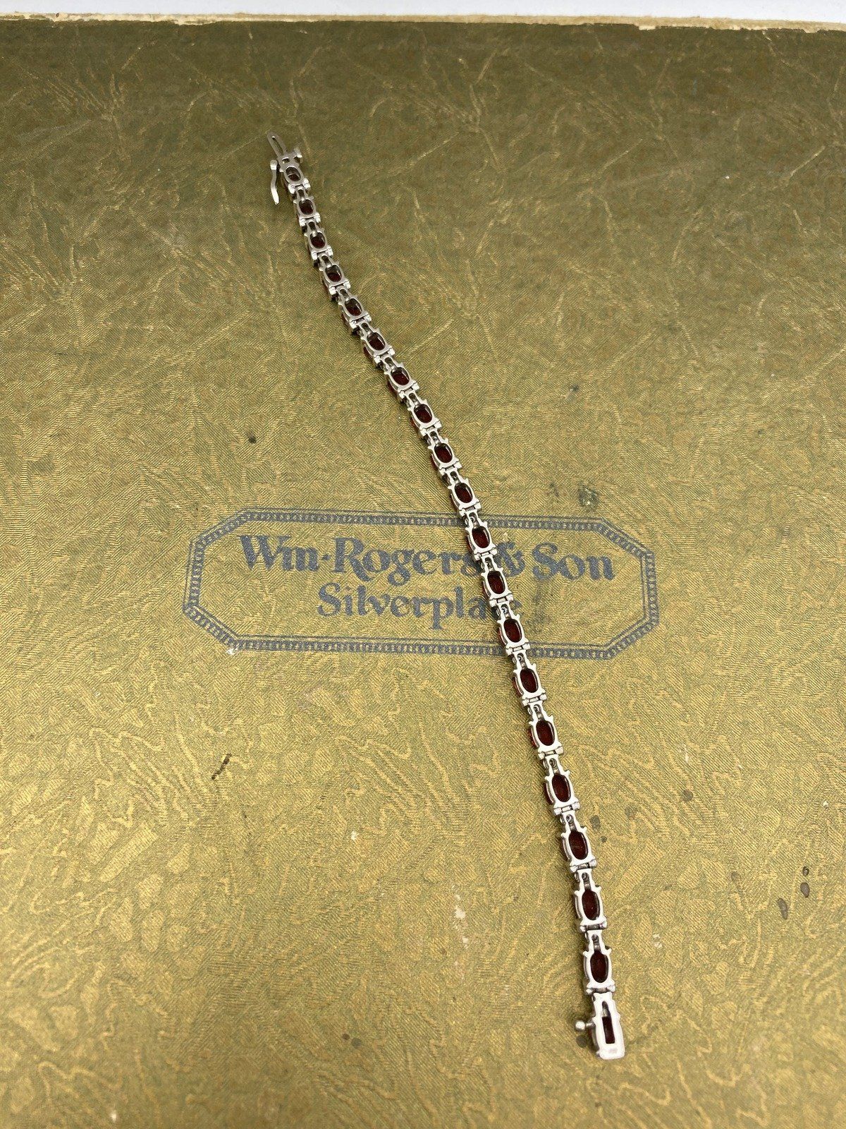 14k White Gold Diamond + Garnet 7L Tennis Bracelet + GIA/APP #2188 5