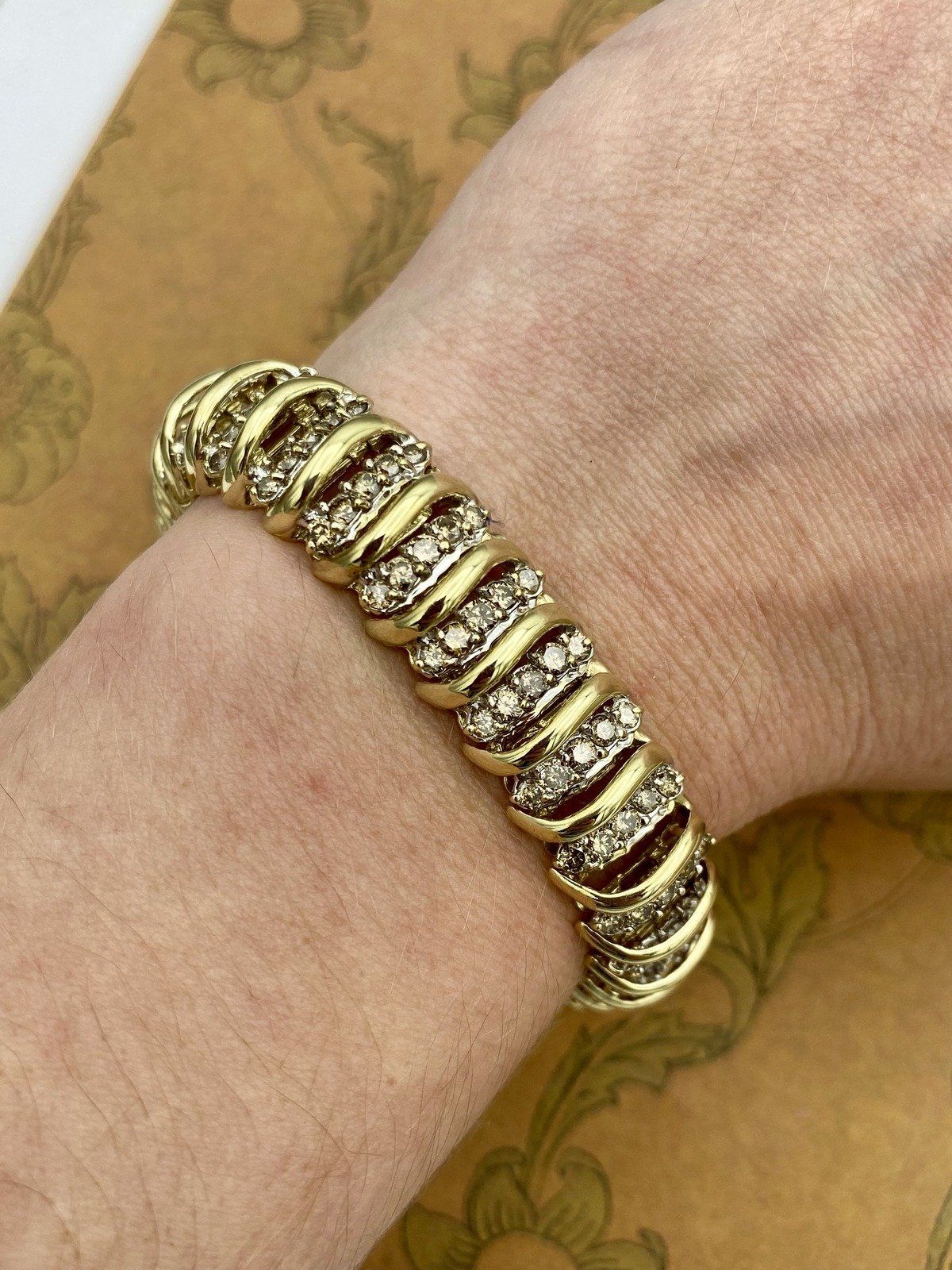 14k Gold Fancy Champagne Diamond 7.25L Tennis Bracelet 7