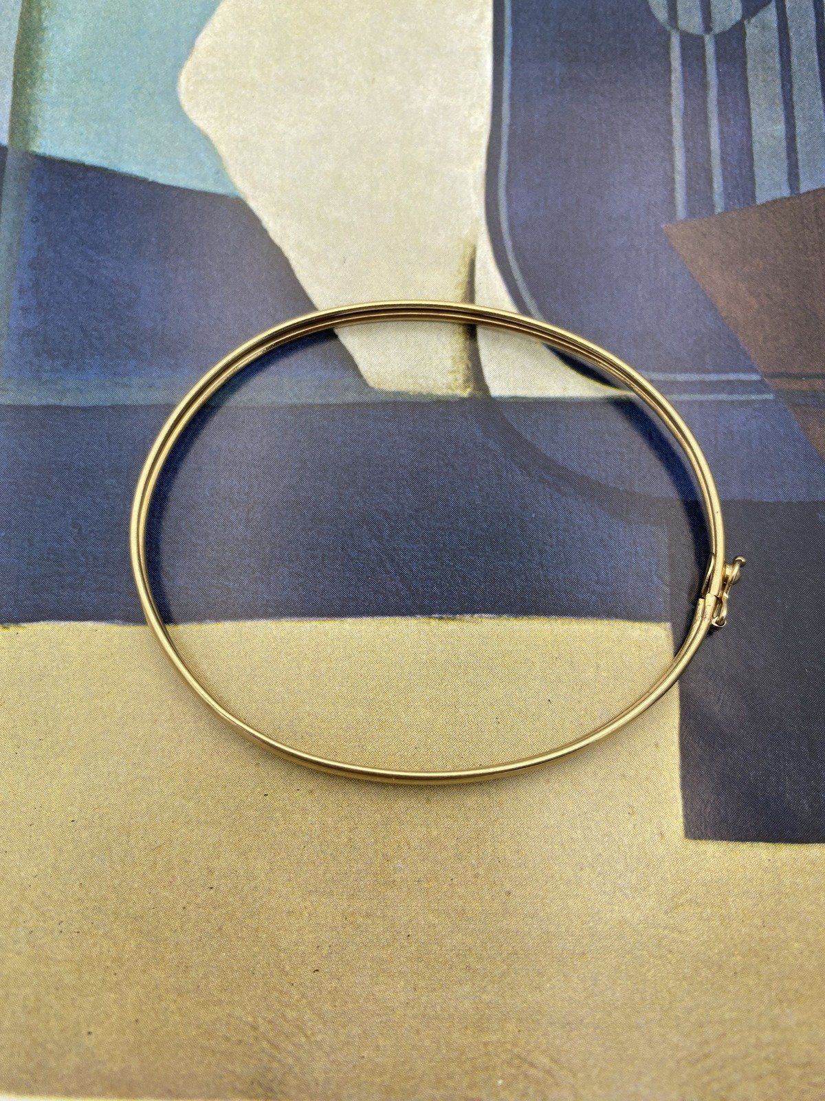 Minimalistic 14k Gold Thin 4mm Wire Bangle Bracelet 6.5 #2937 4