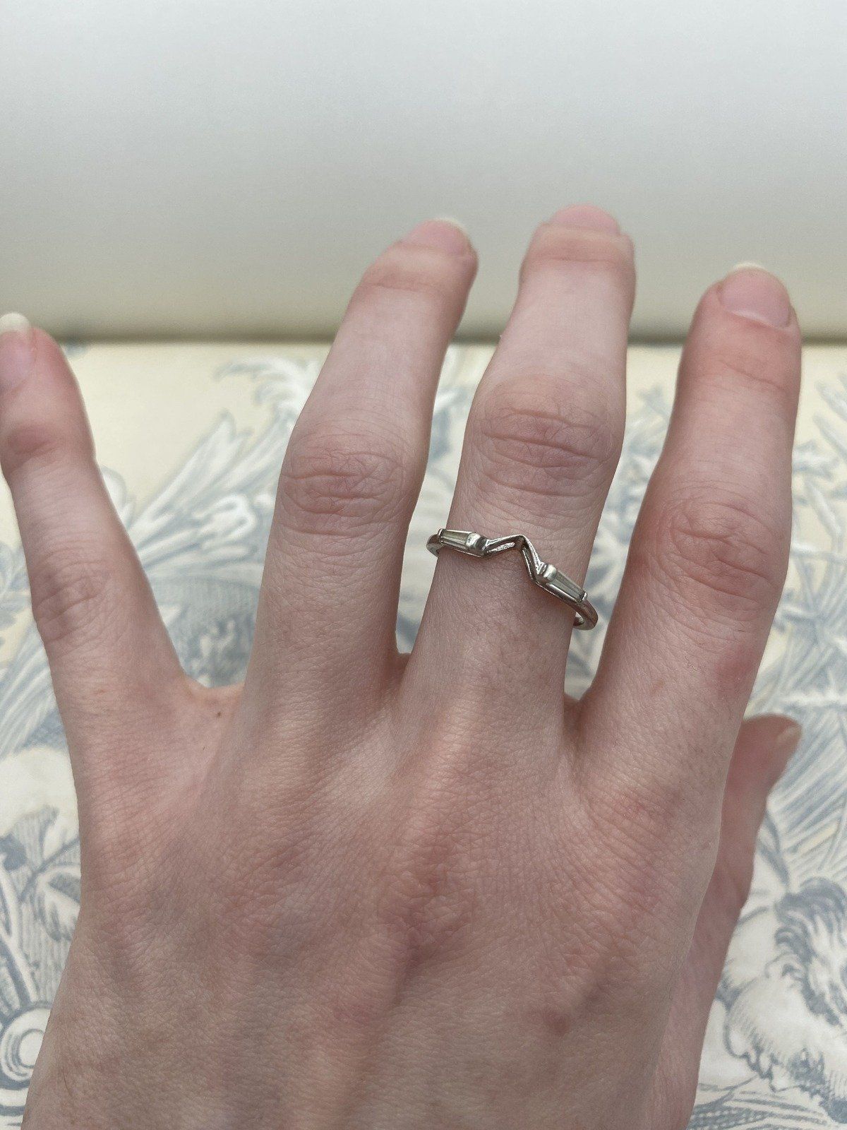 Antique Platinum Baquette Shoulder Fitted Marquise Diamond Ring Gaurd 3