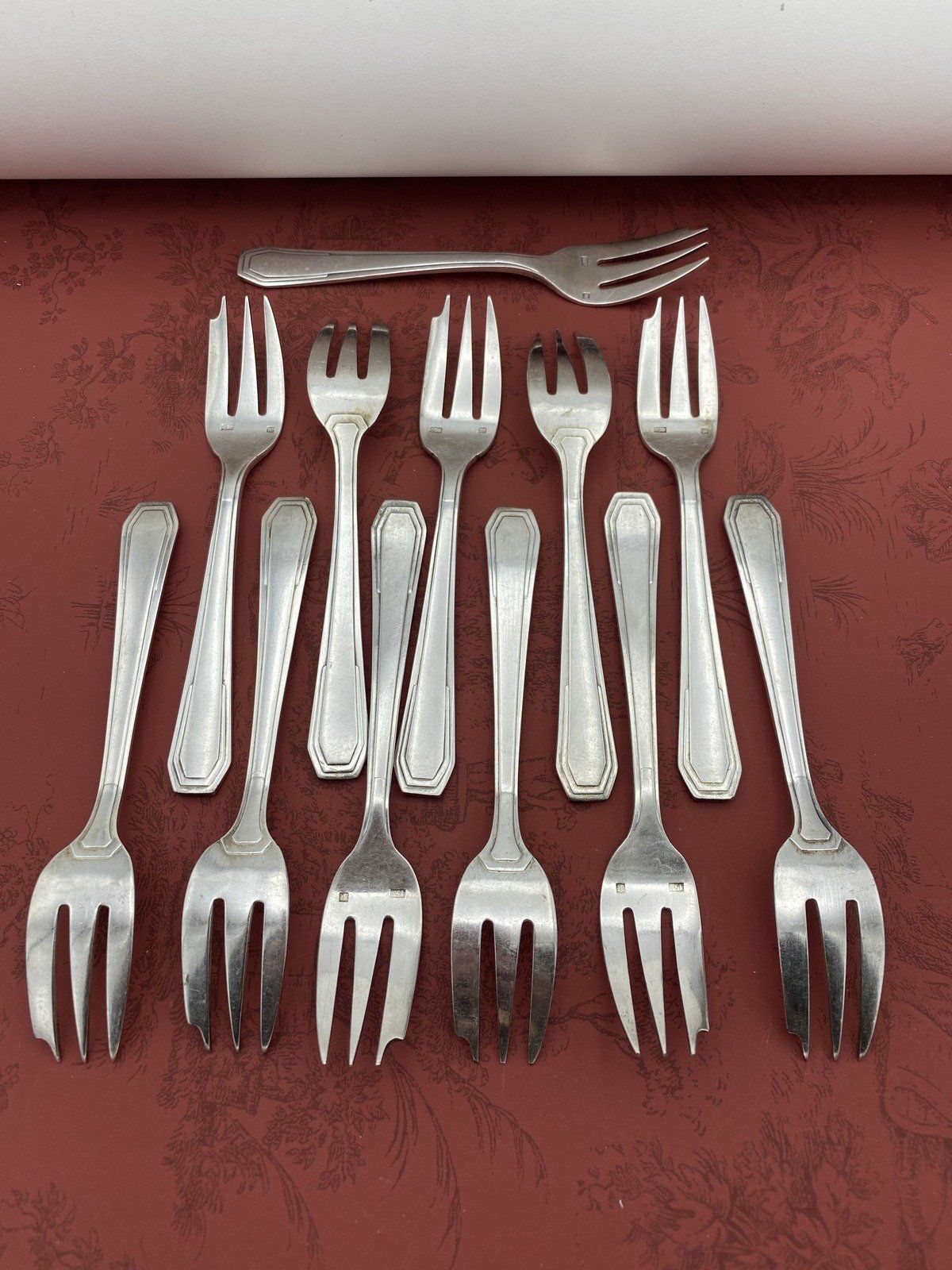 Set of 12x Old Silver Plated Fish Forks