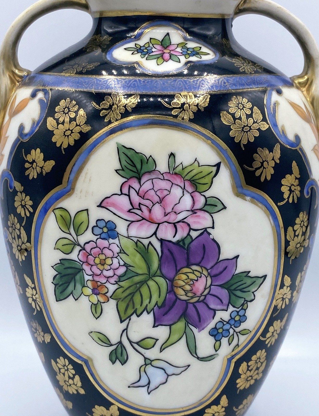 Noritake Black and White Hand Painted Vase 7 2