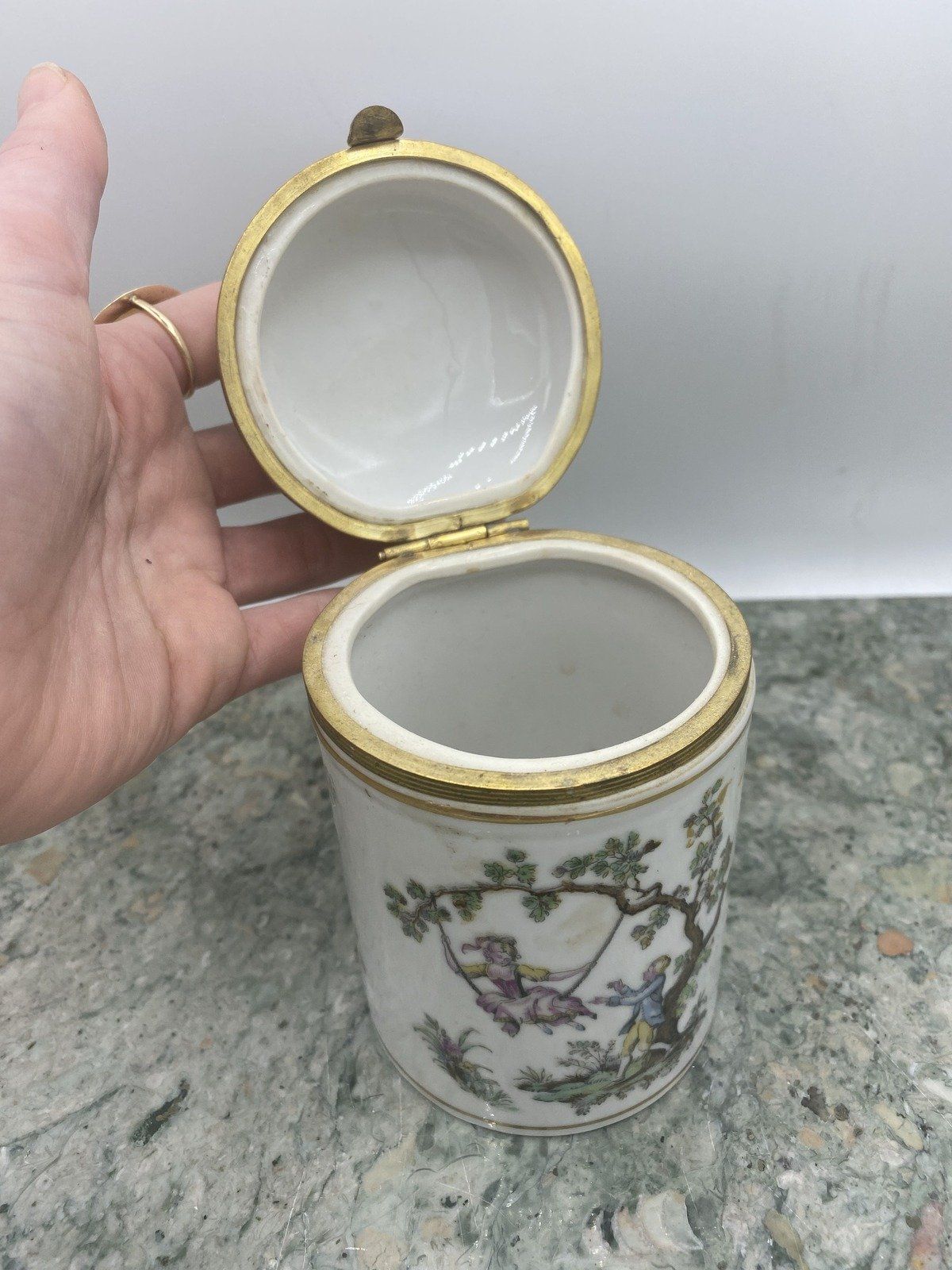 Antique English Porcelain Hand Painted Vanity Box 1192 2