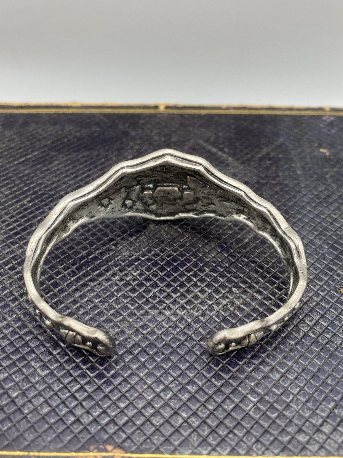 Signed Sterling Silver Native American Horse Motif Cuff Bracelet #2473 4