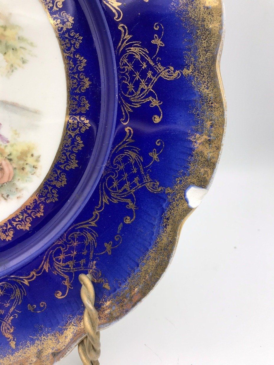 C.1880s Royal Blue Maiden Empire China Portrait Plate 5