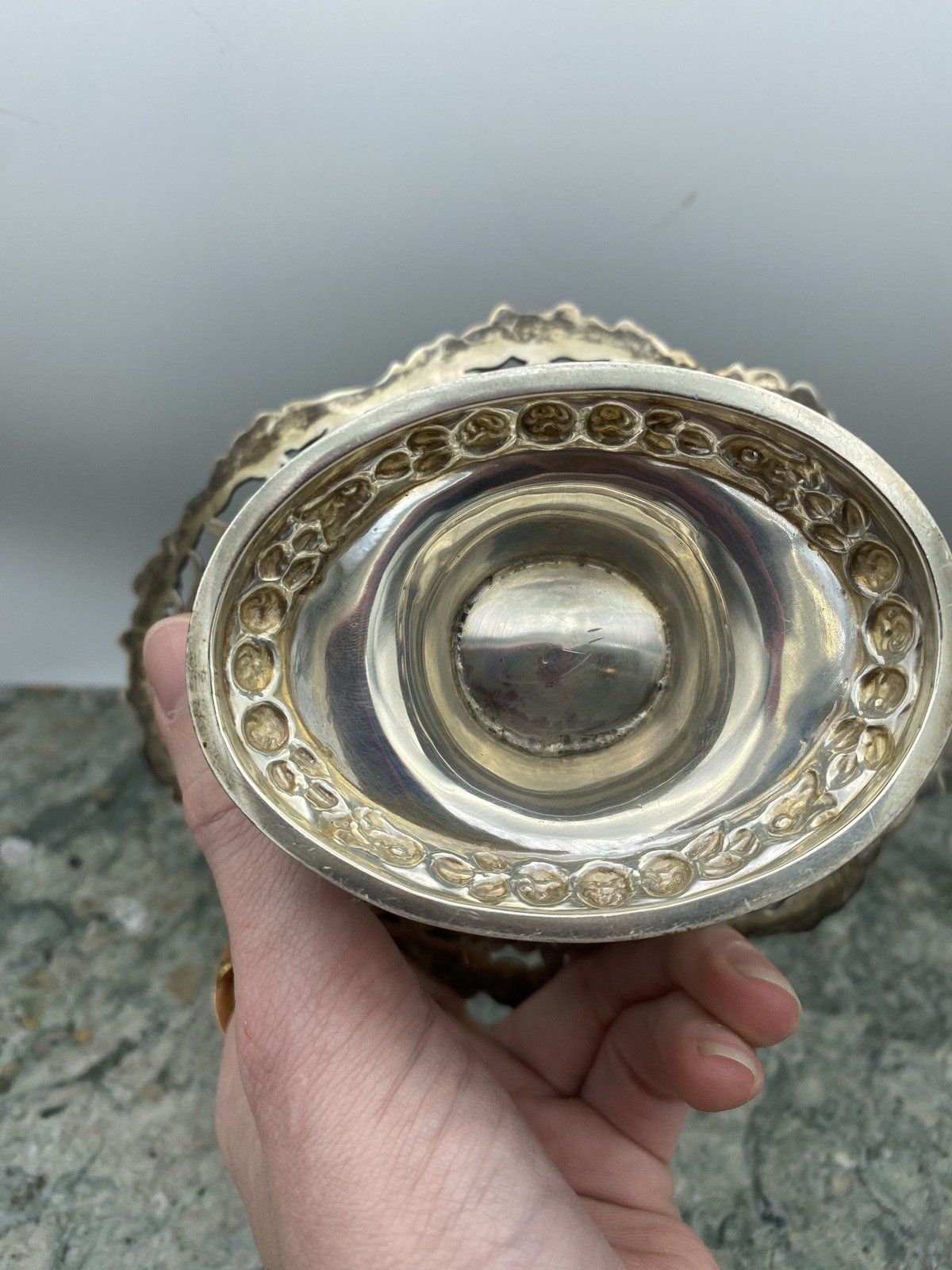 English Lion Hallmark Sterling Silver Reticulated Basket #227 11