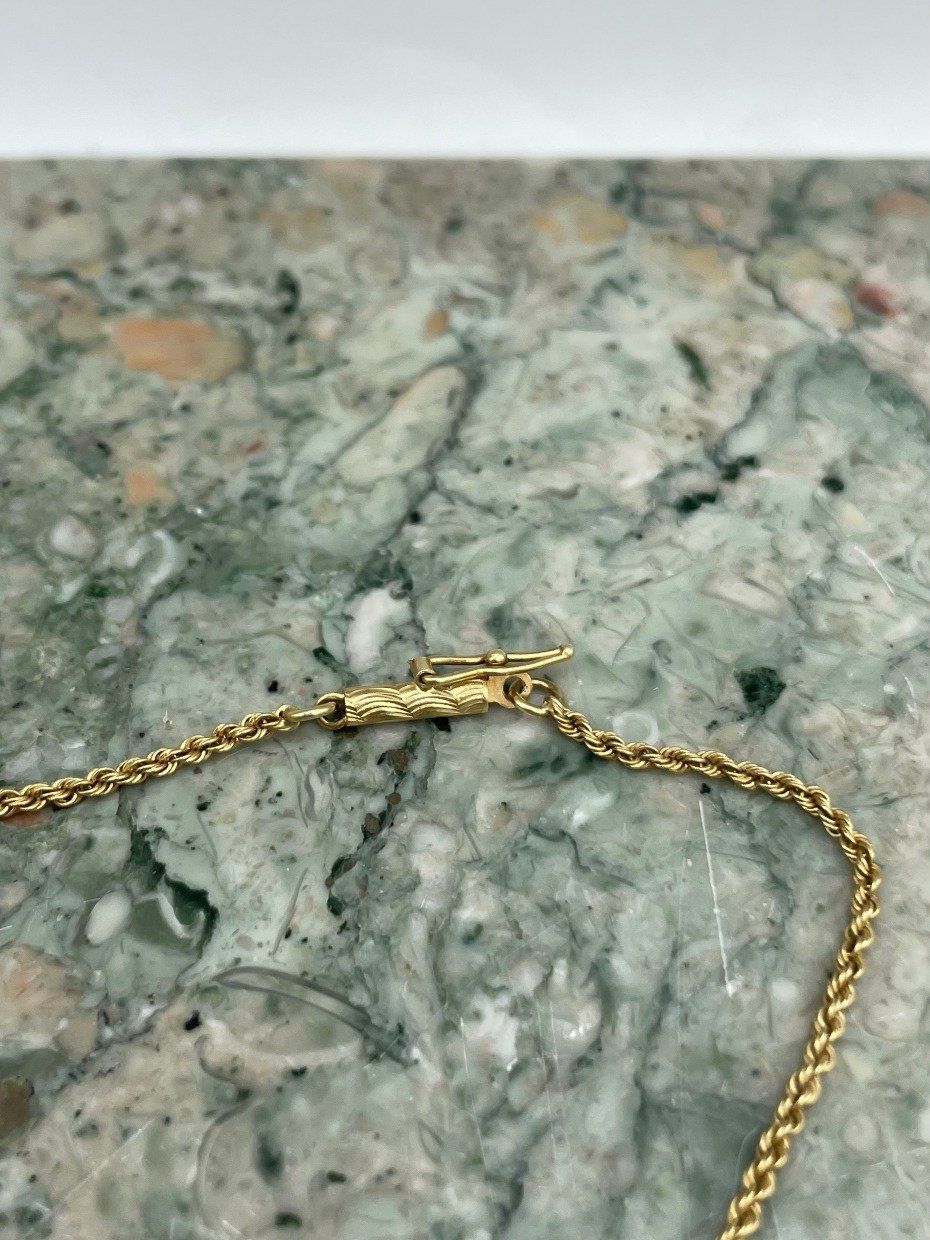 14k Gold 18L Weighty 2.5mm Rope Link Necklace Chain w Barrel Clasp 3