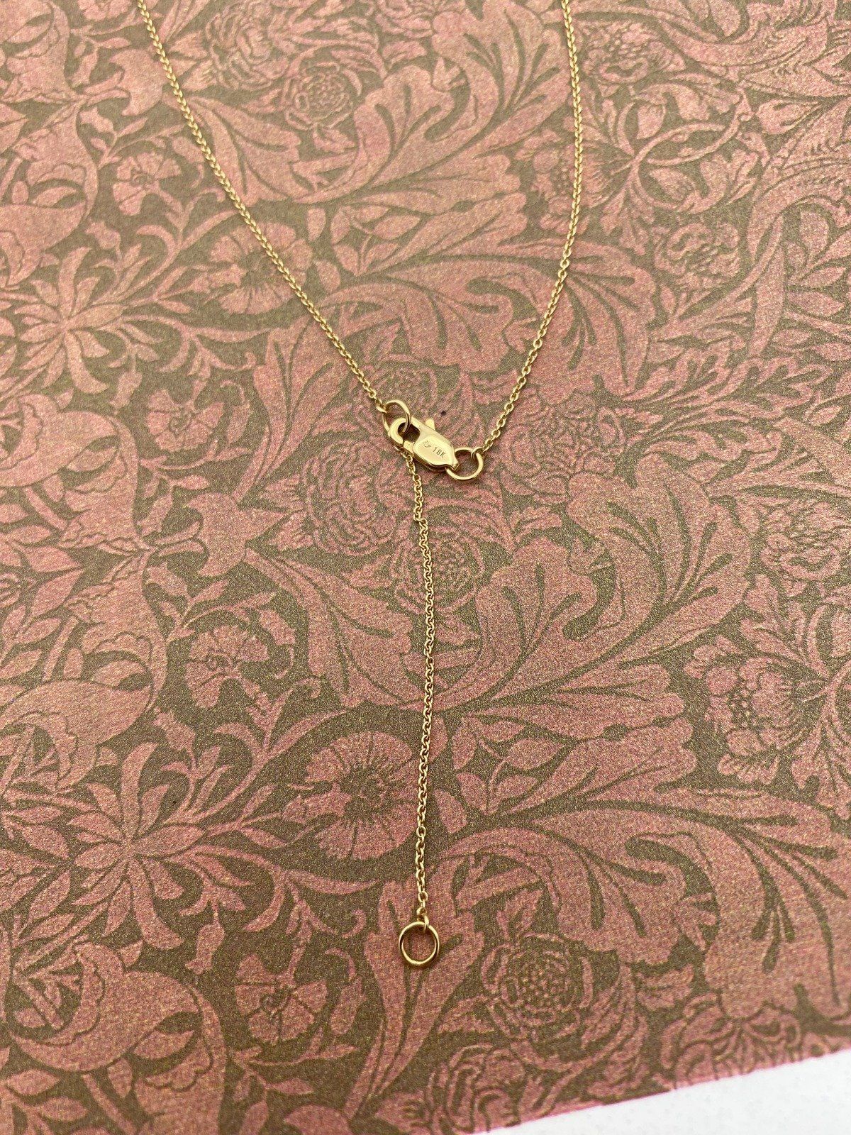 18k Rose Gold Faceted Mother of Pearl Haloed Adjustable 15-17L Necklace #417 6