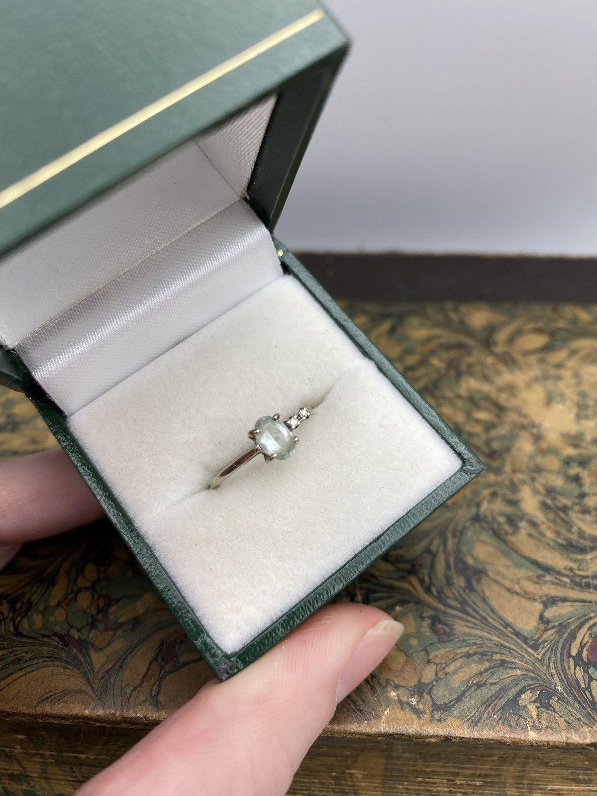 10k Aquamarine + Diamond Ladies Ring 2