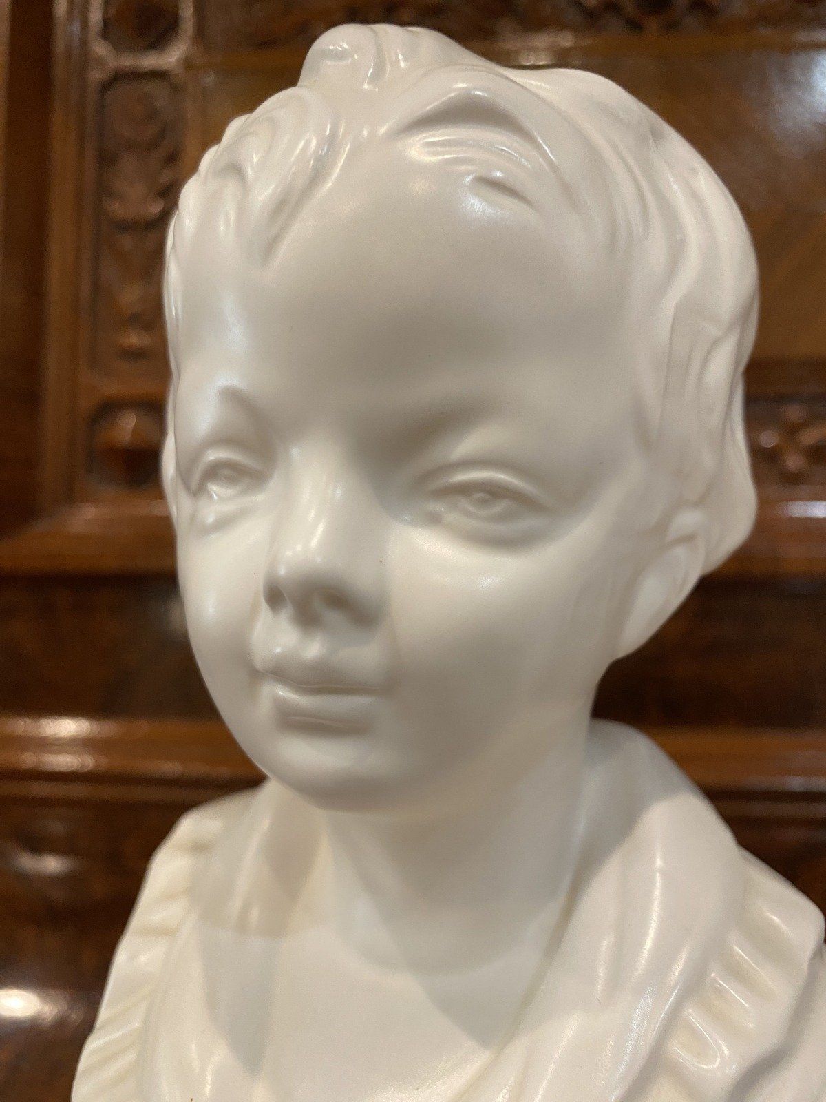 Pair of White Ceramic Napcoware Busts of Boy & Girl 3