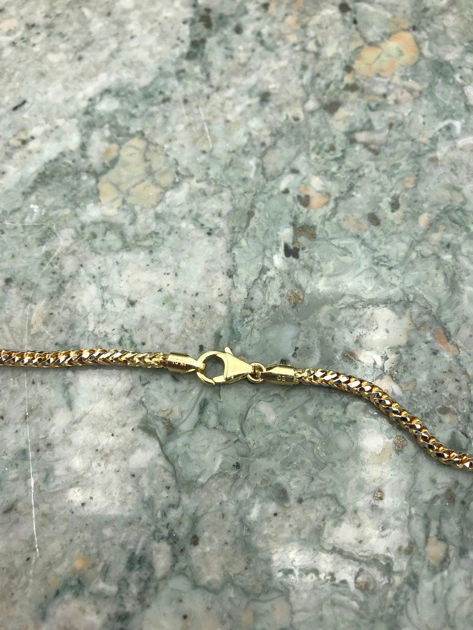 24 10k Gold Diamond Laser Cut 3.5mm Chain Necklace 4