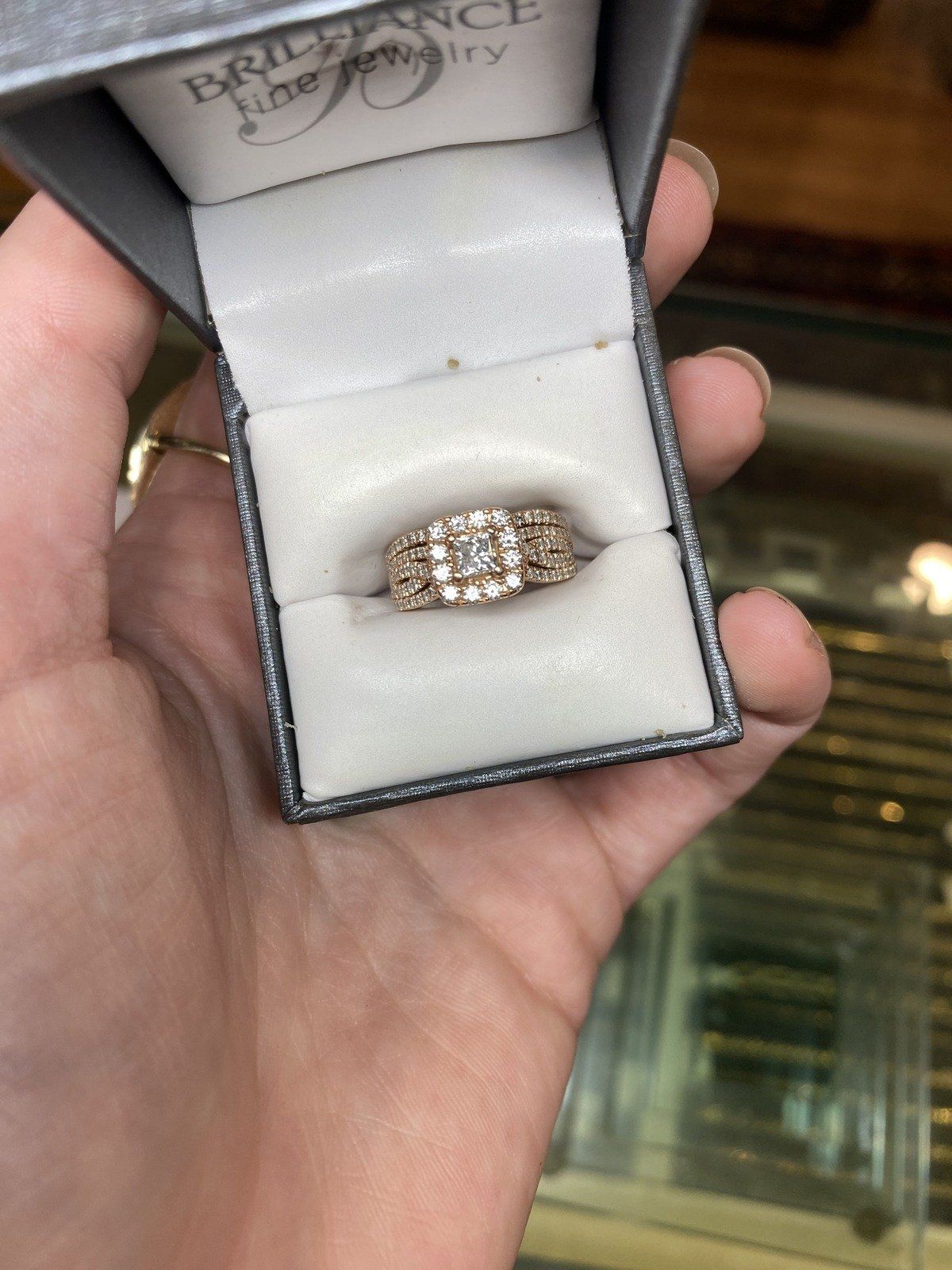 14k Rose Gold Vera Wang .43ct Center Princess Cut Wedding Ring 6