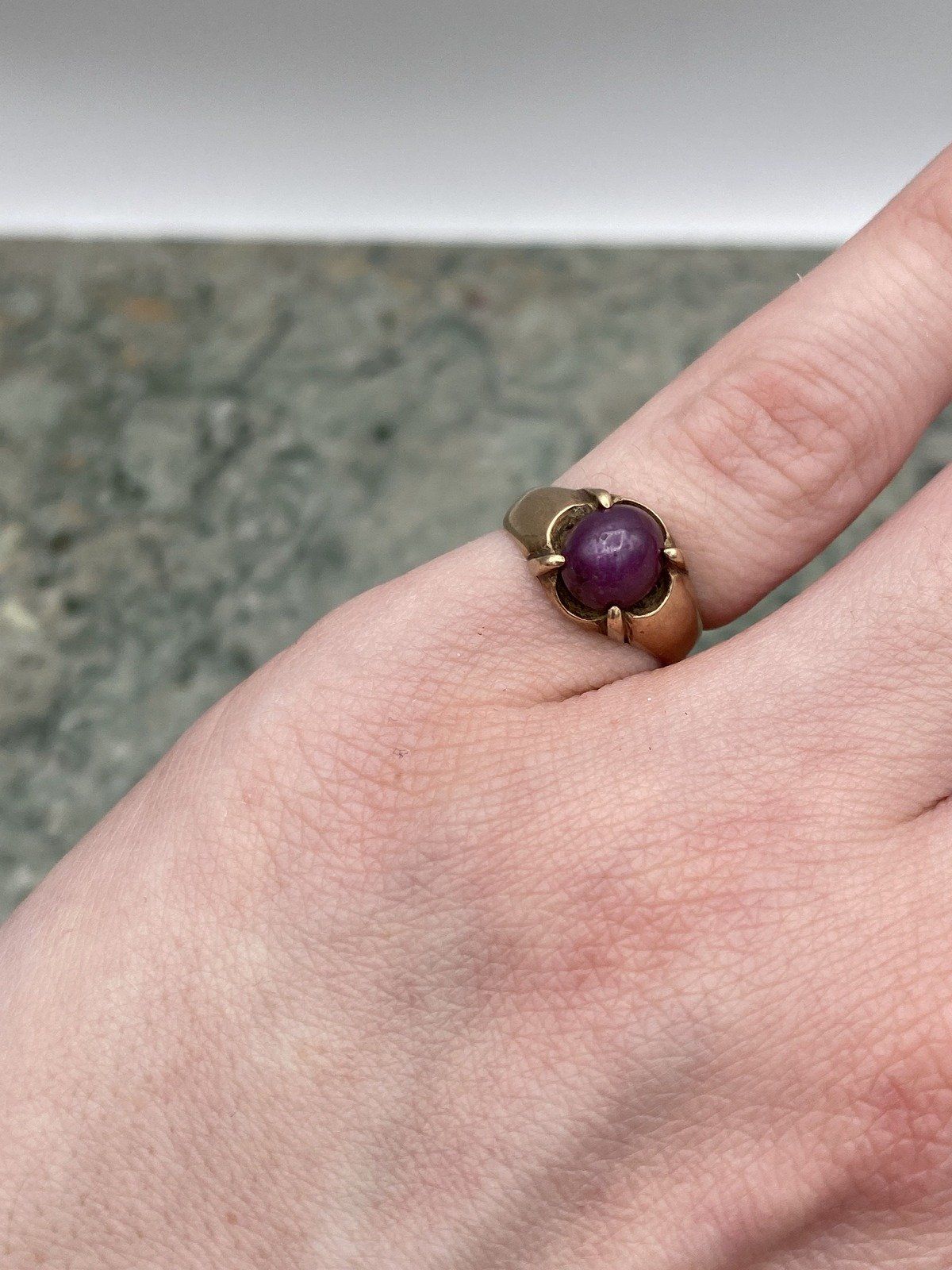 Very Old + Very Small Antique Bliss Ruby Belcher Set 10k Gold Pinky Ring 10