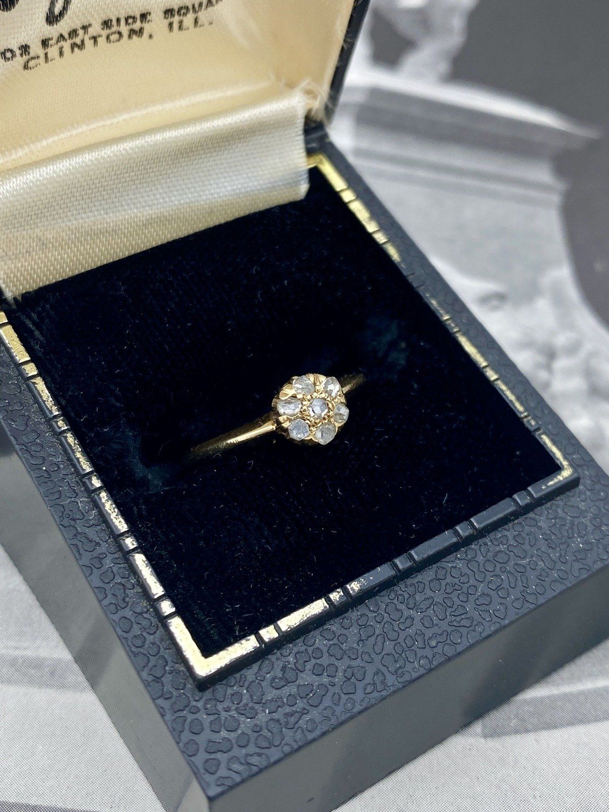 *RARE* Antique Victorian14k Gold Rose Cut Diamond Flower Cluster Ring #2218 12