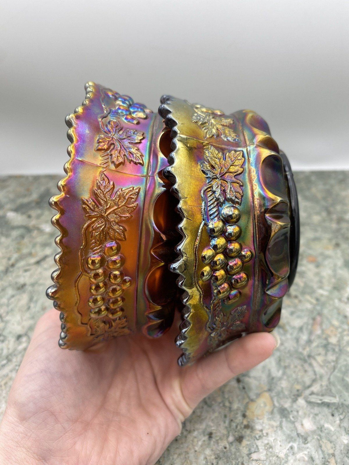 Pair of Two Carnival Glass Berry/Pet Bowls :) 2
