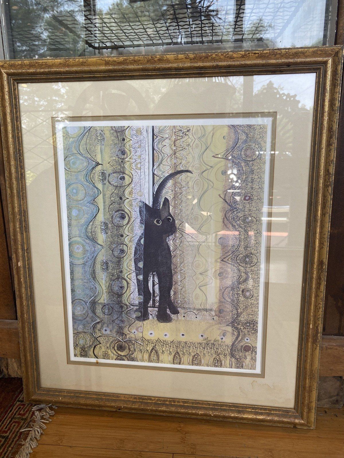 P. Buckle Signed 129/1000 Black Cat Art Print Framed + COA 2