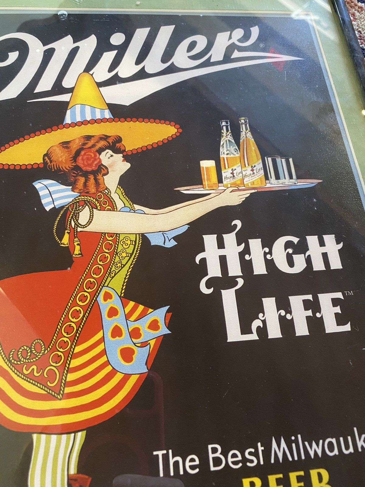 Vintage Reproduction Miller Life Beer Girl Framed Ad Poster 4