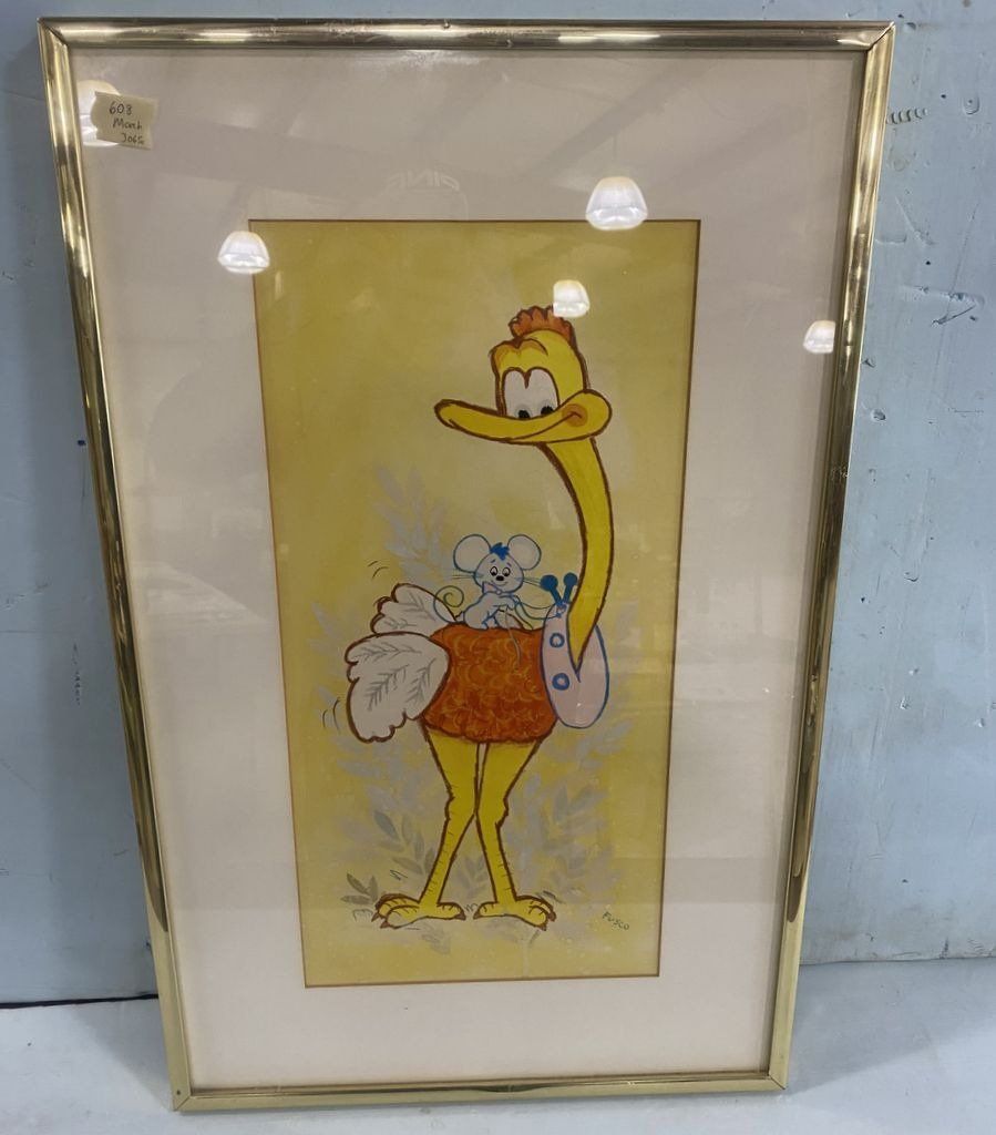 Signed Fusco Painting of Ostrich 608