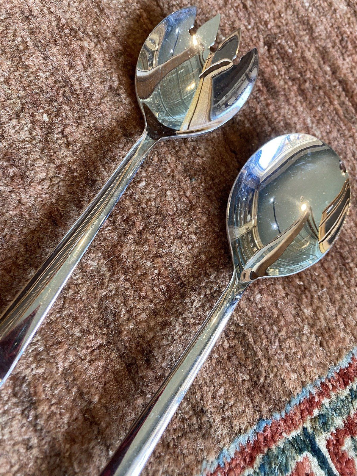 English Botanical + Gilt Porcelain Handle Serving Utensil Set 10