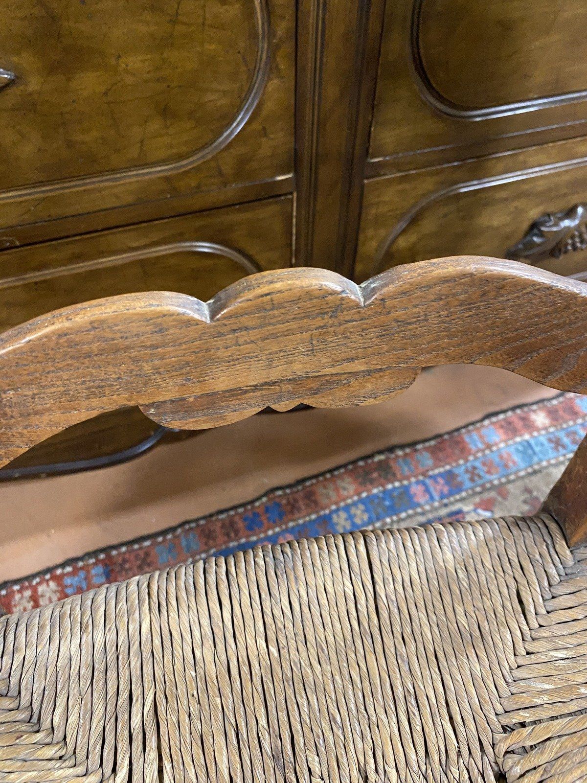 Pair of American Primitive Rush Seat Chairs 274 5
