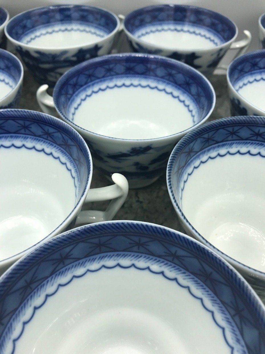 Set of 11 Mottahedeh Vista Alegre Canton Blue Tea Cups 2