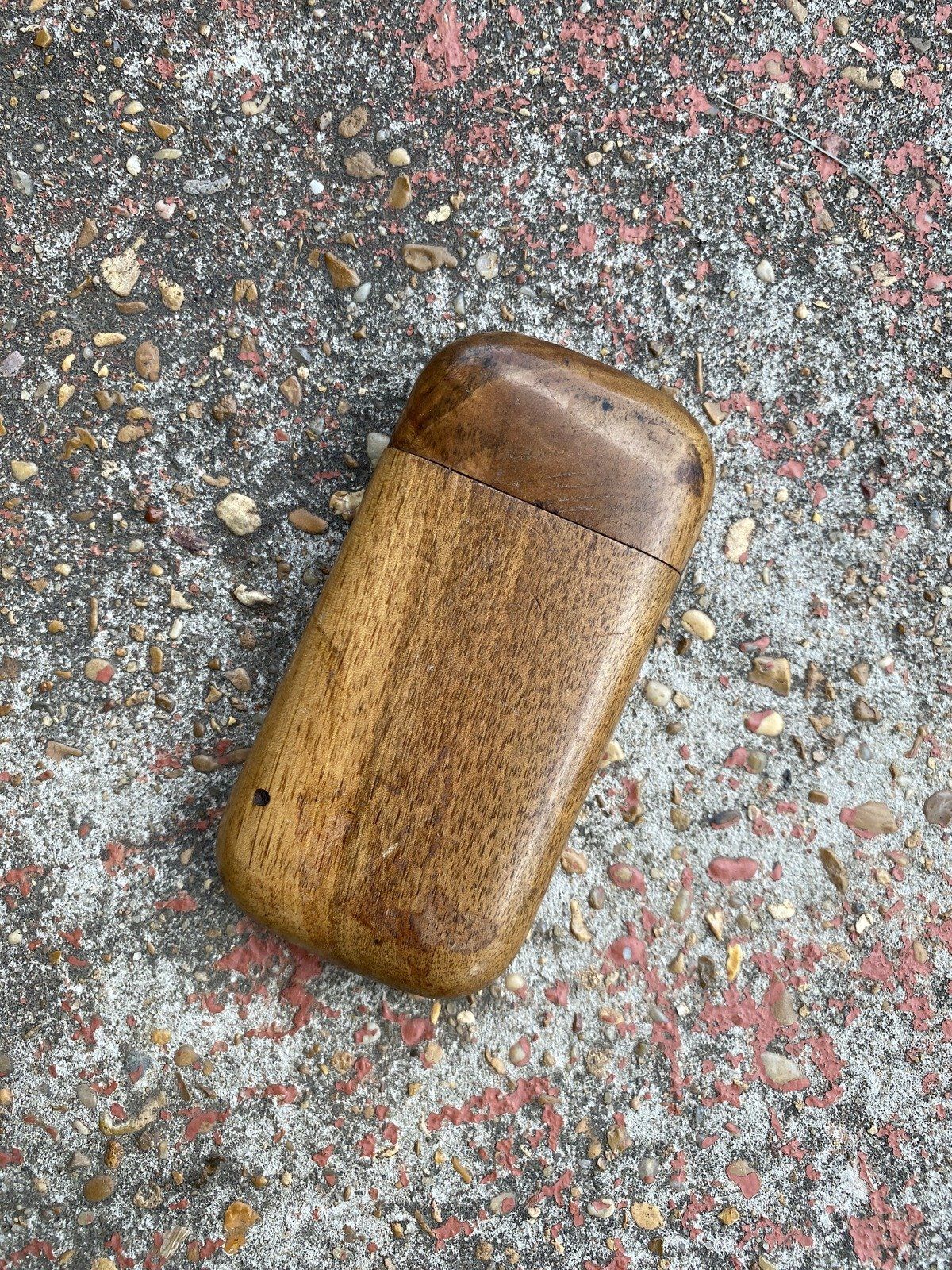 Antique Hand Made Wooden Stash/Cig Case w Locking Snap Button 2