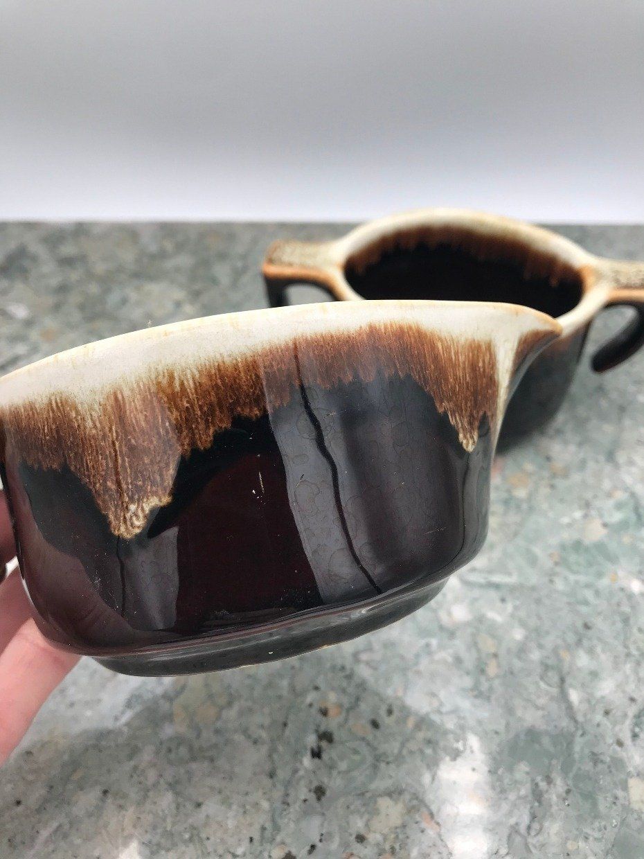 Brown Mycelium Splash Pfaltzgraff Stoneware Sugar + Creamer 2