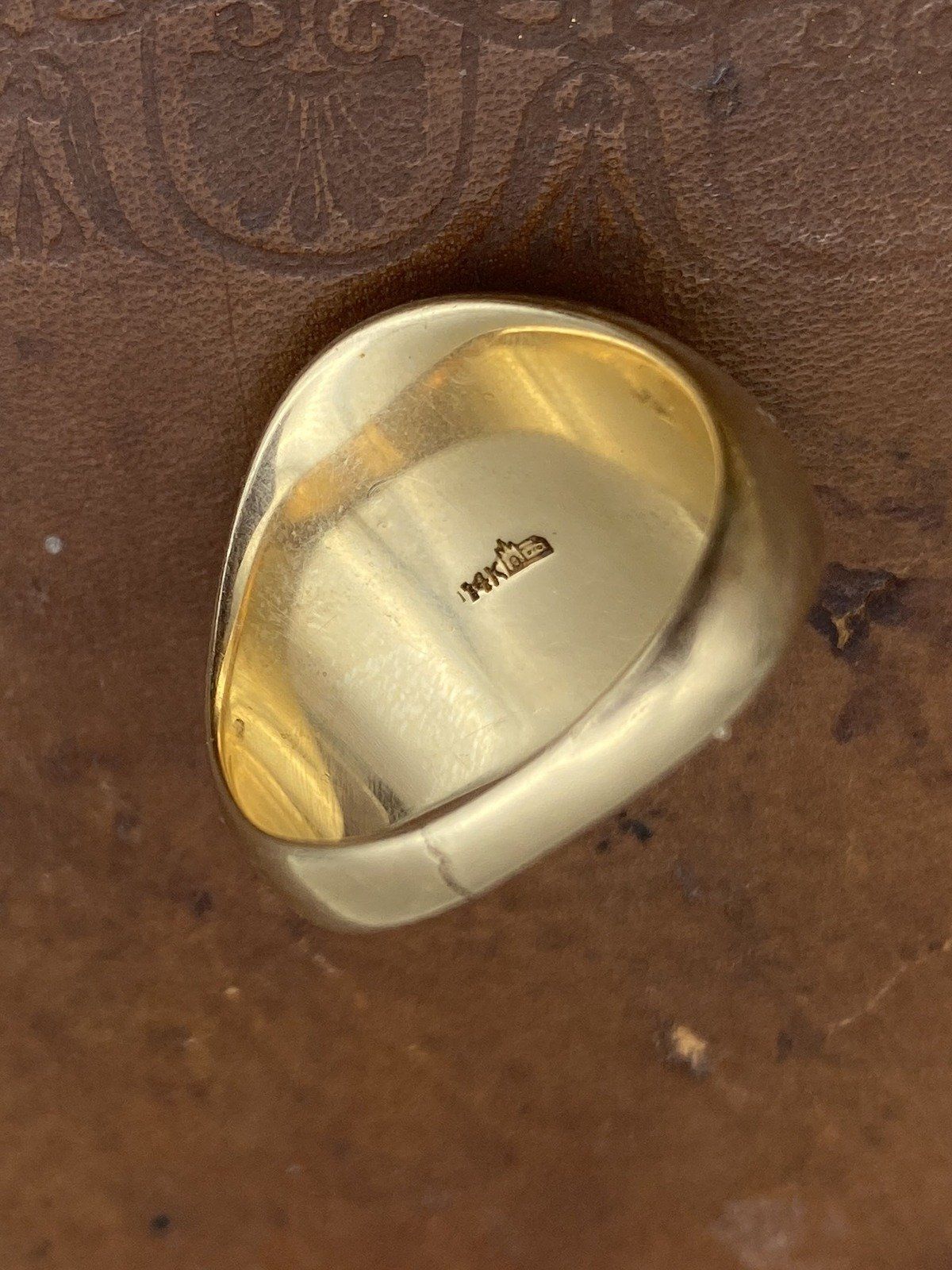 Antique 14k Gold Le Tourneau 25 Years of Service Weighty Signet Class Ring w Ruby + Diamond Accents 7