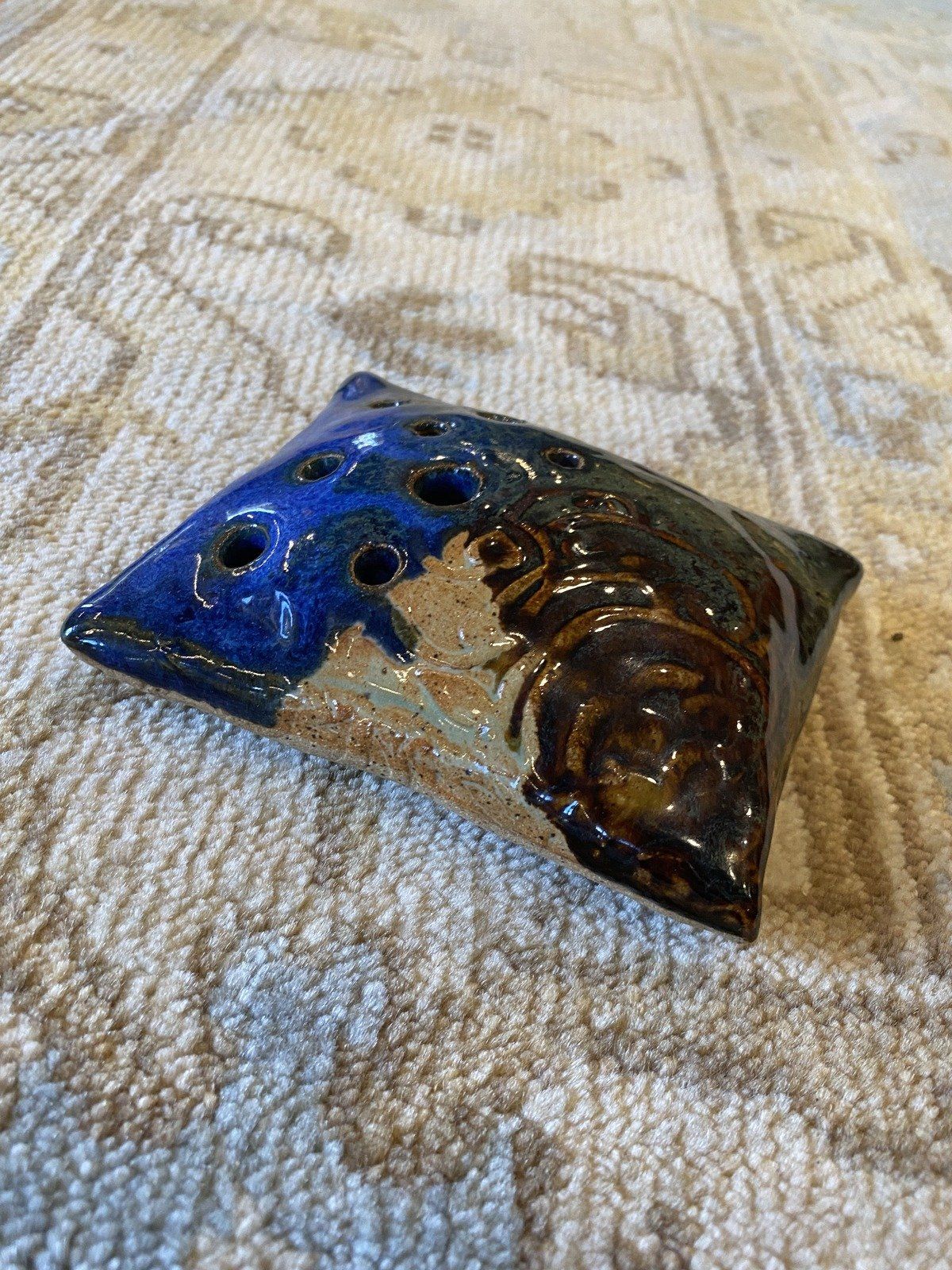 Ceramic Pottery Color Splash Glazed Pottery Frog w Signed Base 3
