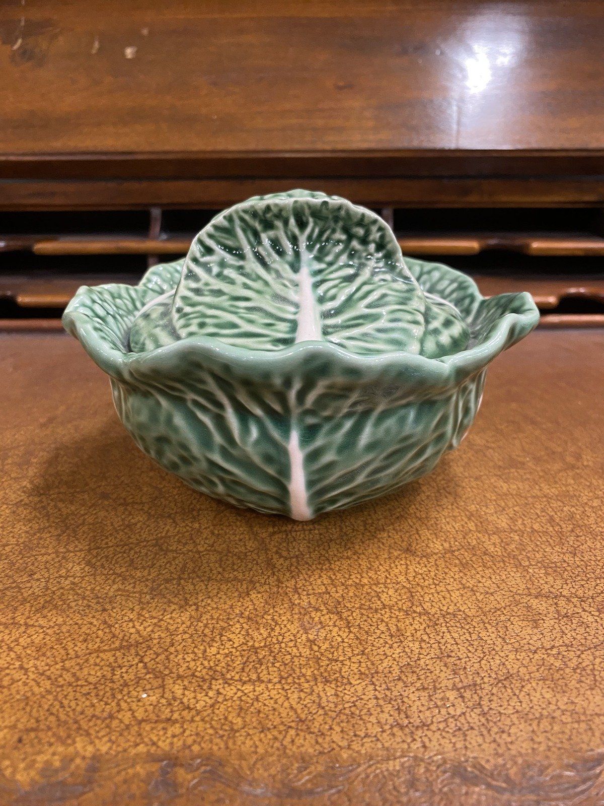 Bordallo Pinheiro Portugal Majolica Mini Lidded Cabbage Serving Bowl 6 2