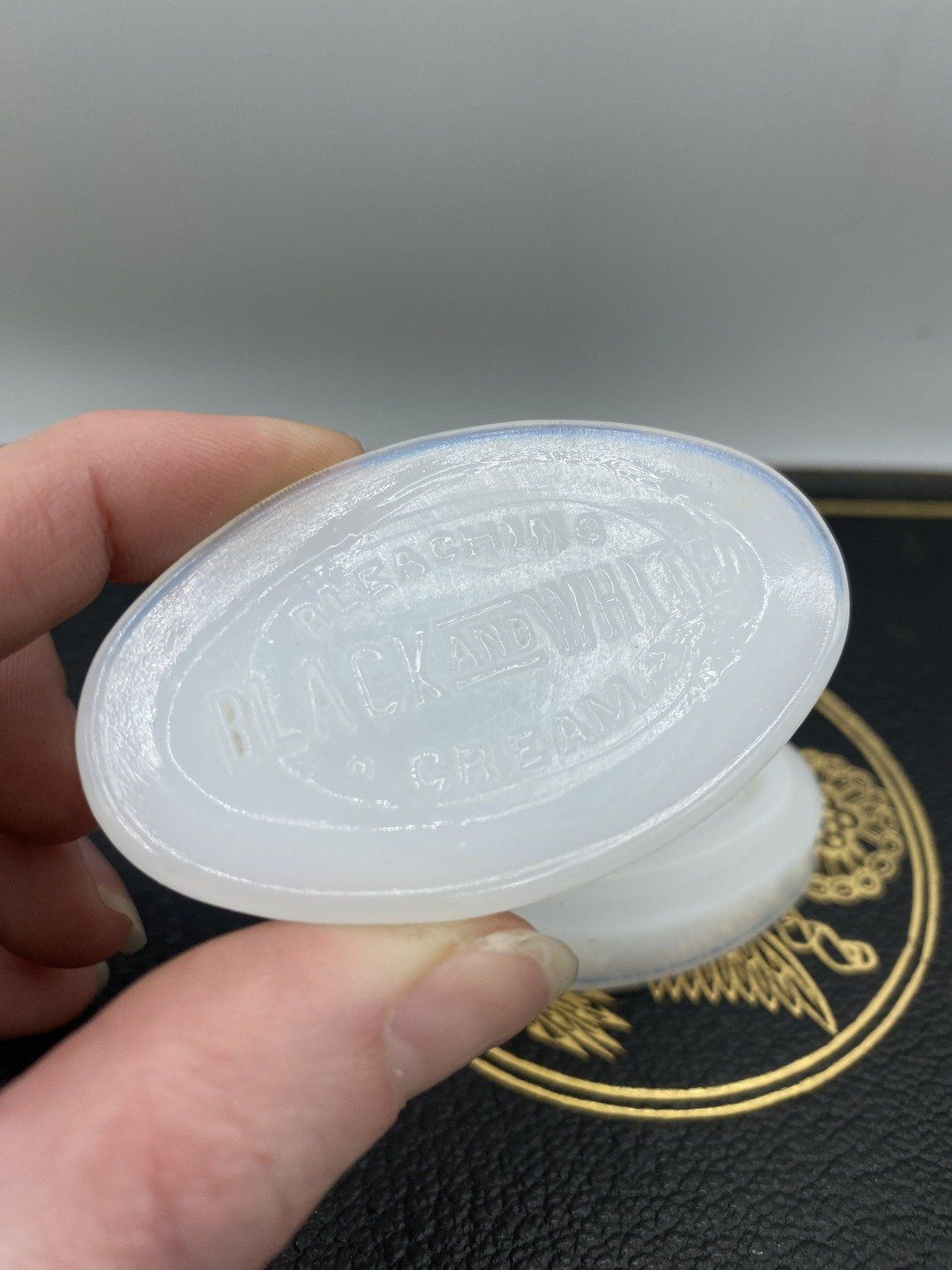 Black & White Bleach Cream Apothocary Milk Glass Dish 799 2