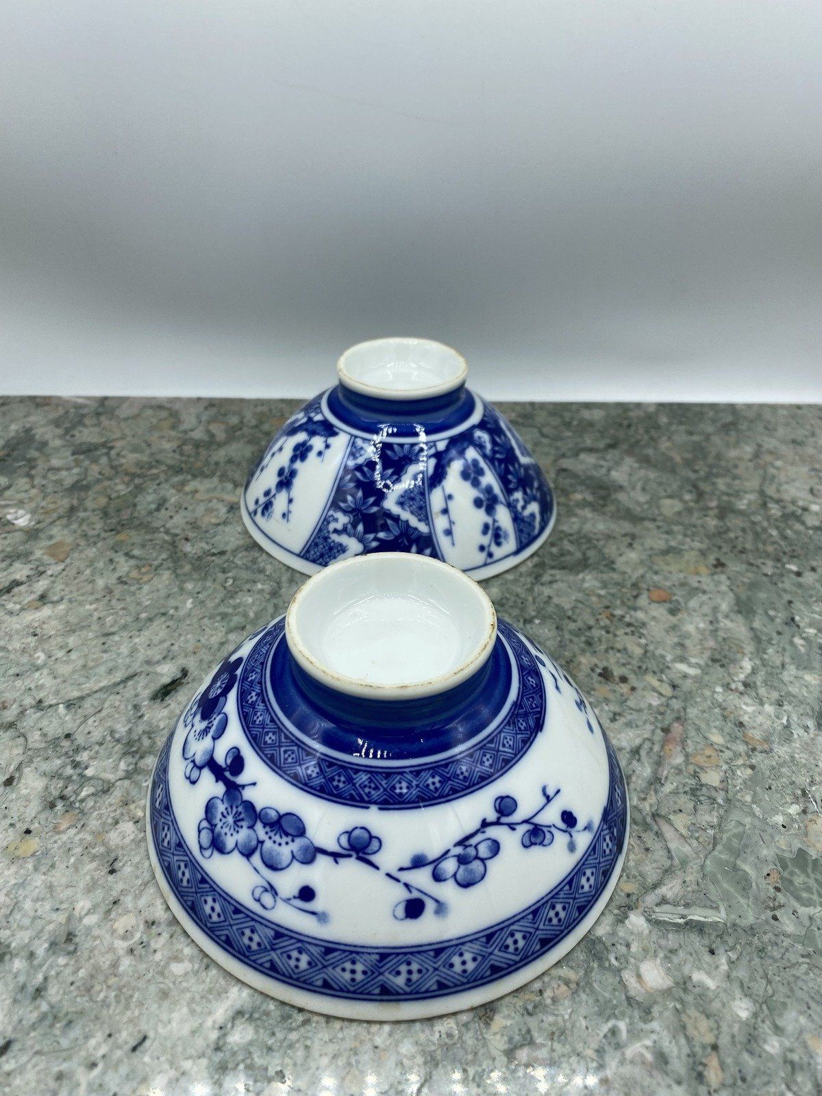 Pair of Mixed Motif Flow Blue Rice Bowls 2