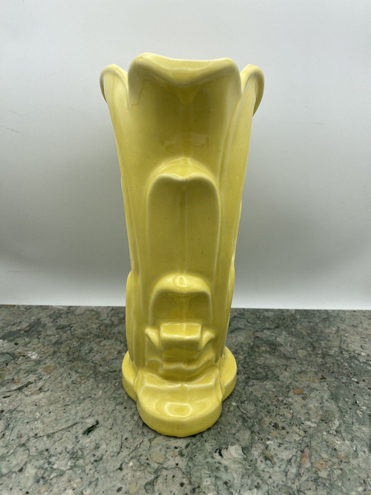 Vintage MCM 9 Yellow McCoy Pottery Swan Cornucopia Pottery Vase 8