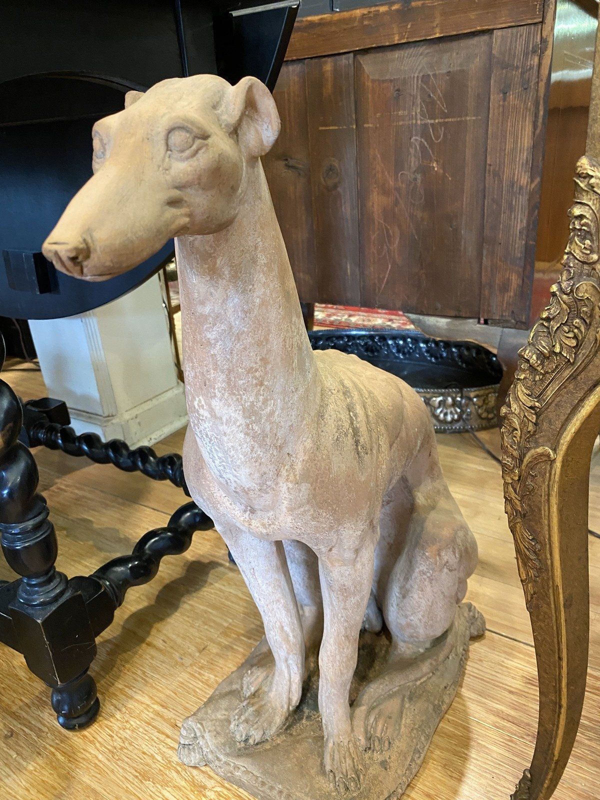 Pair of Terra Cotta Whippet Statues 208 7