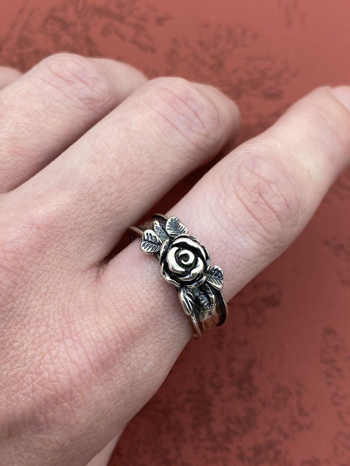 Solid Israeli Sterling Silver Rose Ring 3