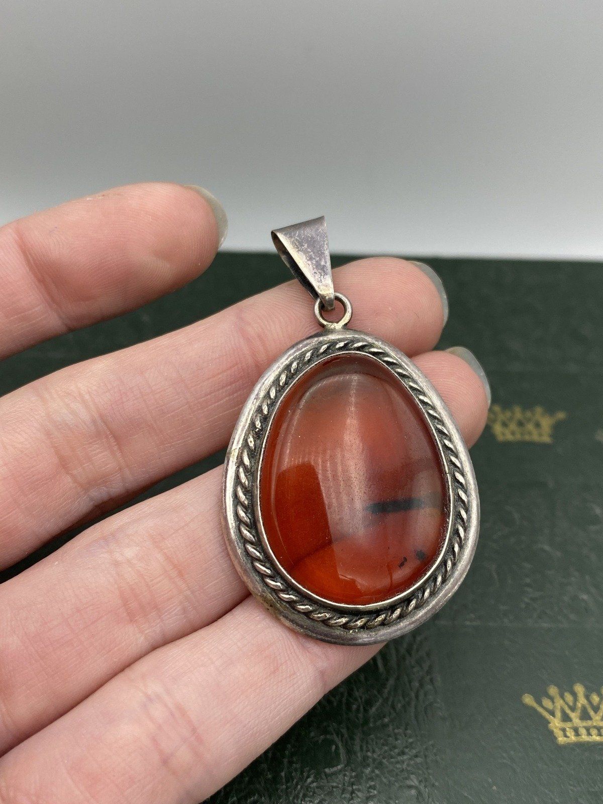 Lovely Sterling Silver Baltic Amber Drop Pendant 2