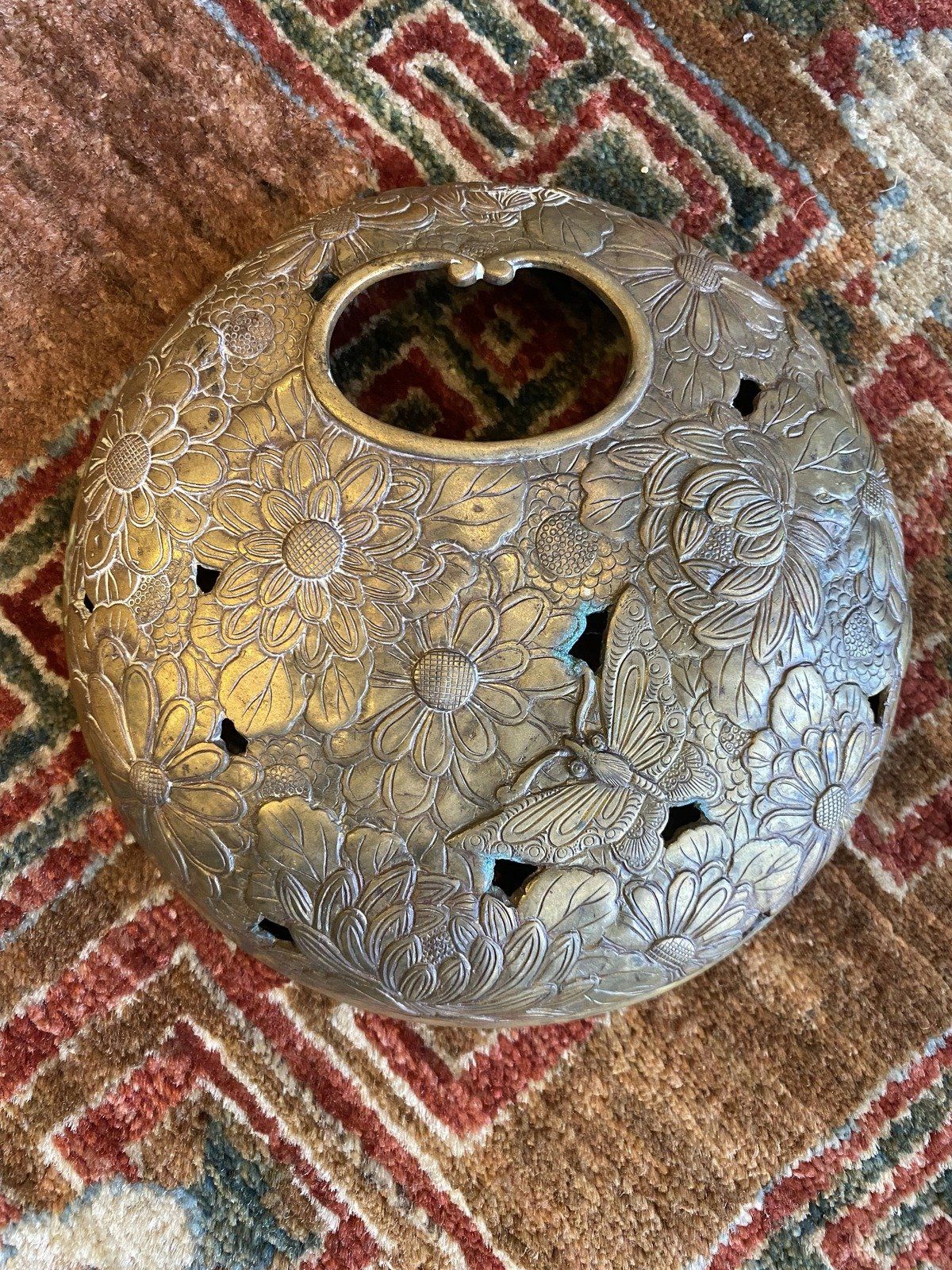 Antique Chinese Brass Butterfly Lid (For Serving/Incense) 2