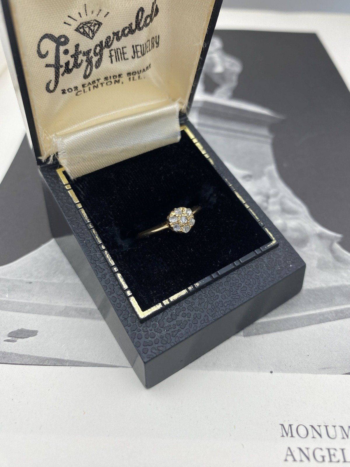 *RARE* Antique Victorian14k Gold Rose Cut Diamond Flower Cluster Ring #2218 11