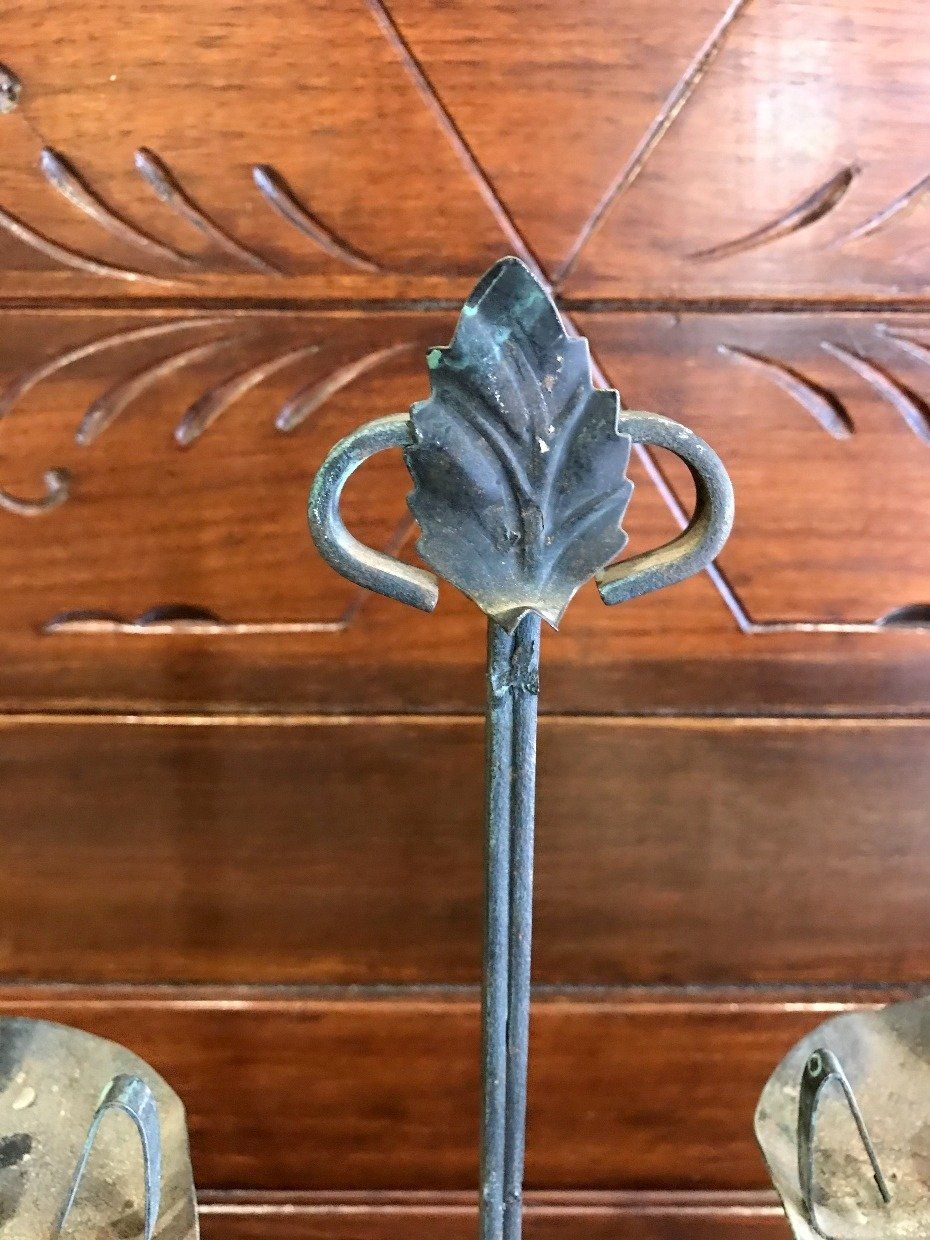 Duo Cast Iron Candle Stick Holder w Leaf 3
