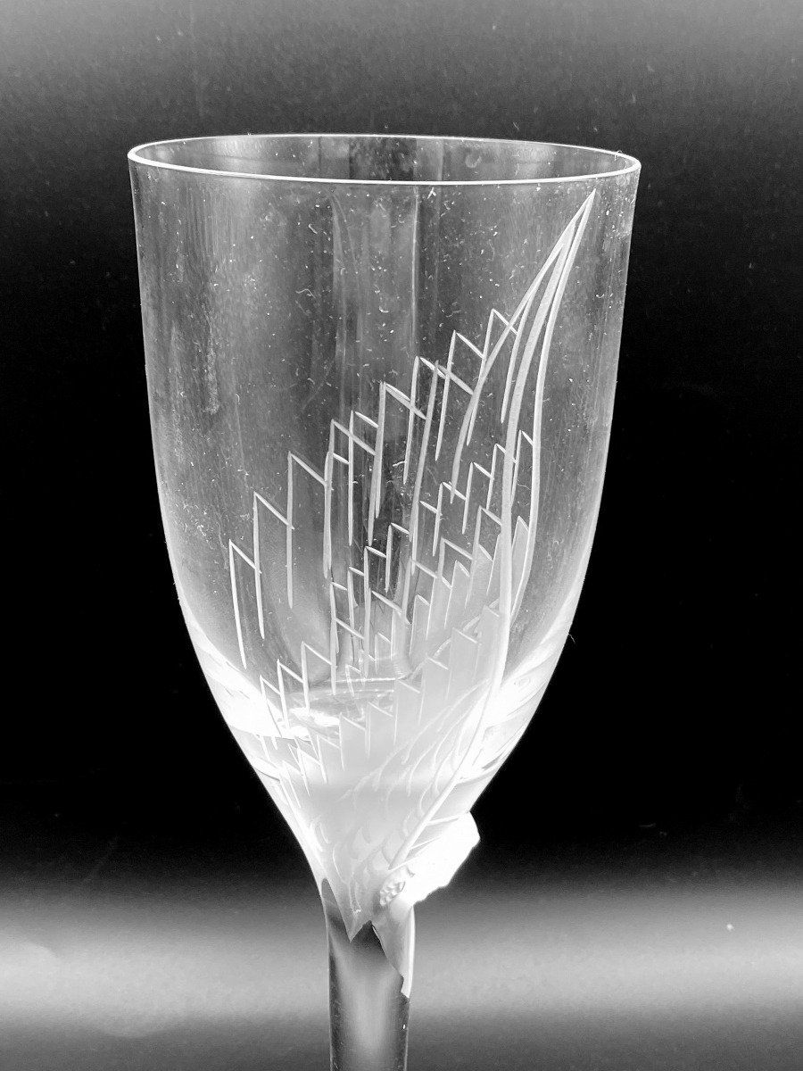 Lalique Set of 6 Angel Wing Crystal Champagne Glasses 3