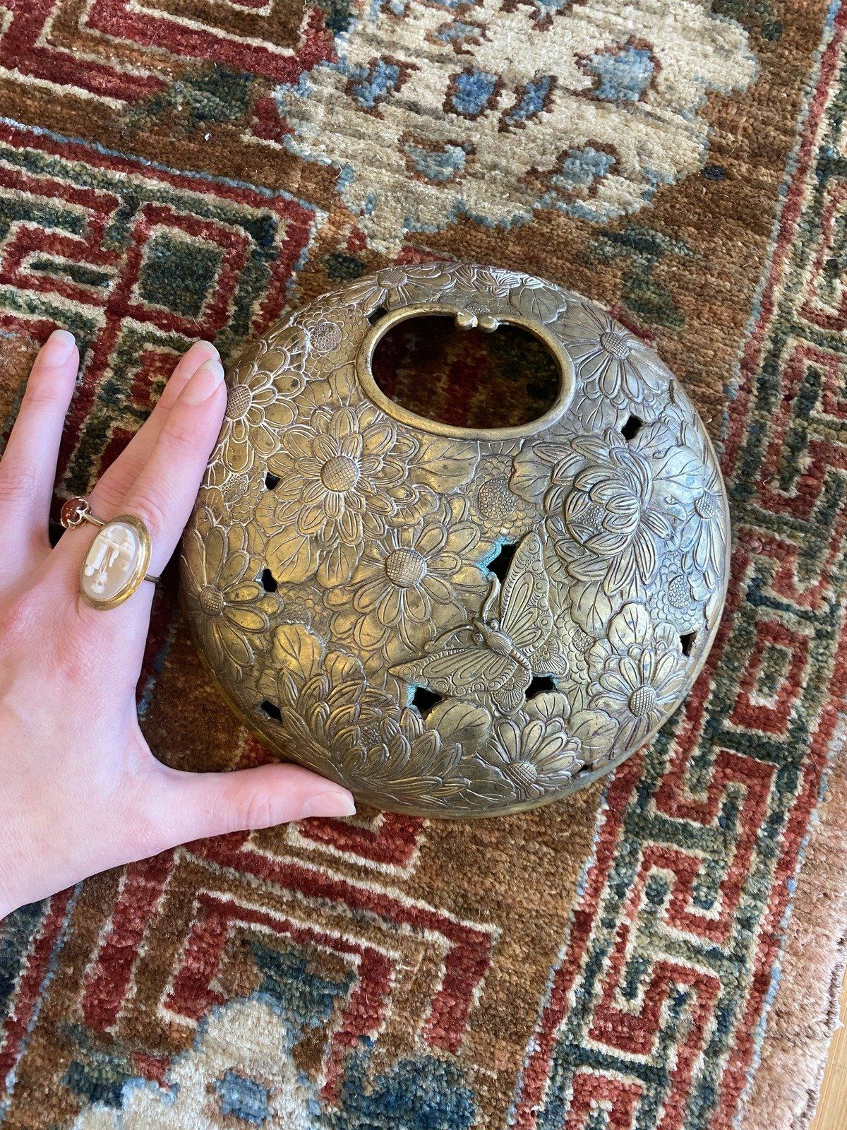 Antique Chinese Brass Butterfly Lid (For Serving/Incense) 4