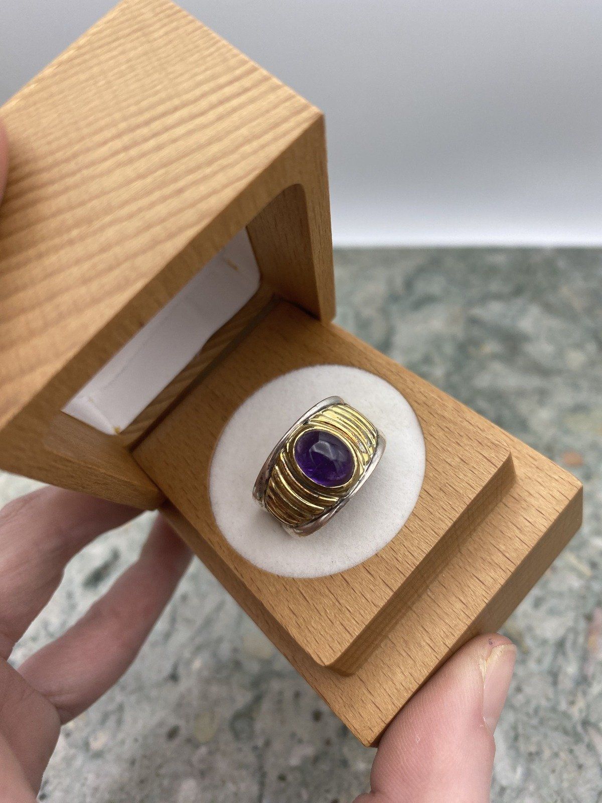 Lagos Caviar Sterling + 18k Amethyst Ring #233a 2