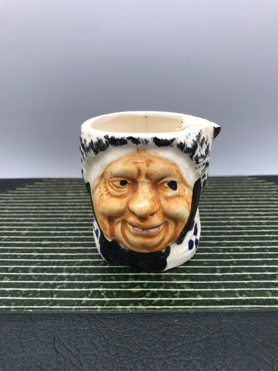 Occupied Japan Toby Porcelain Old Lady Head Ash Tray