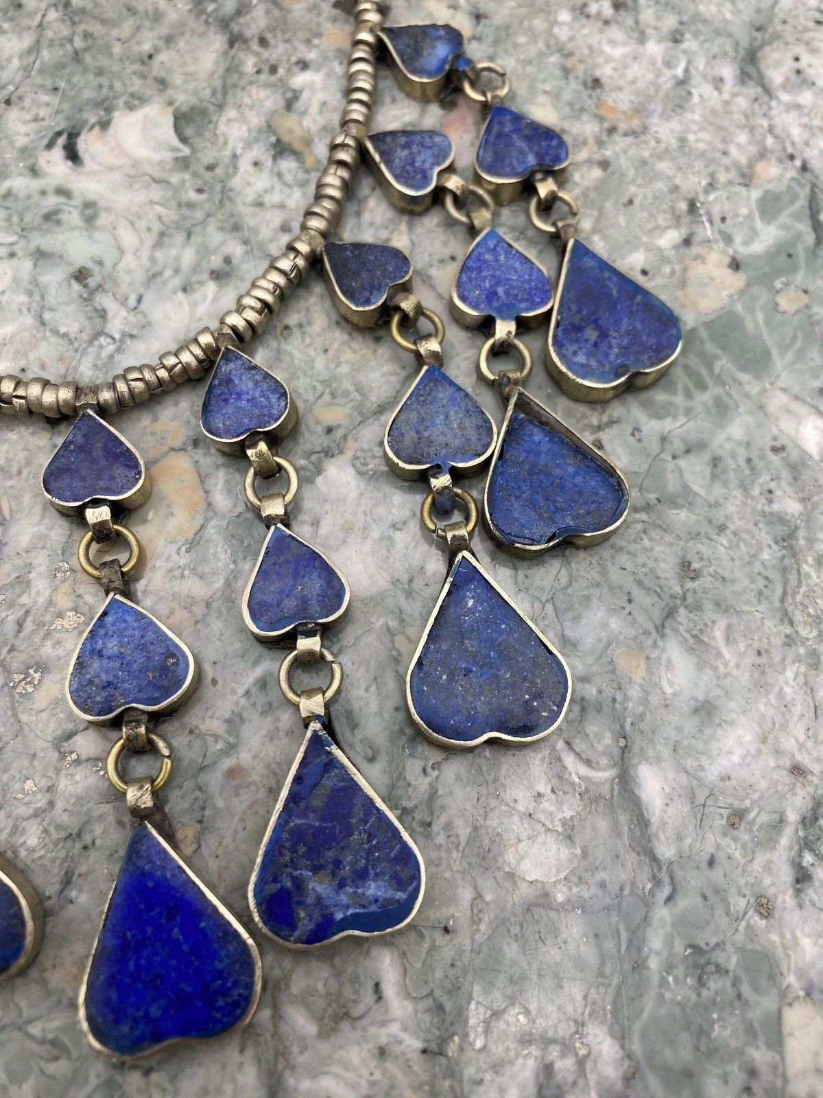 Beautiful Genuine Lapis Tribal Silver Afghan Kuchi Tribal Collar Necklace 4