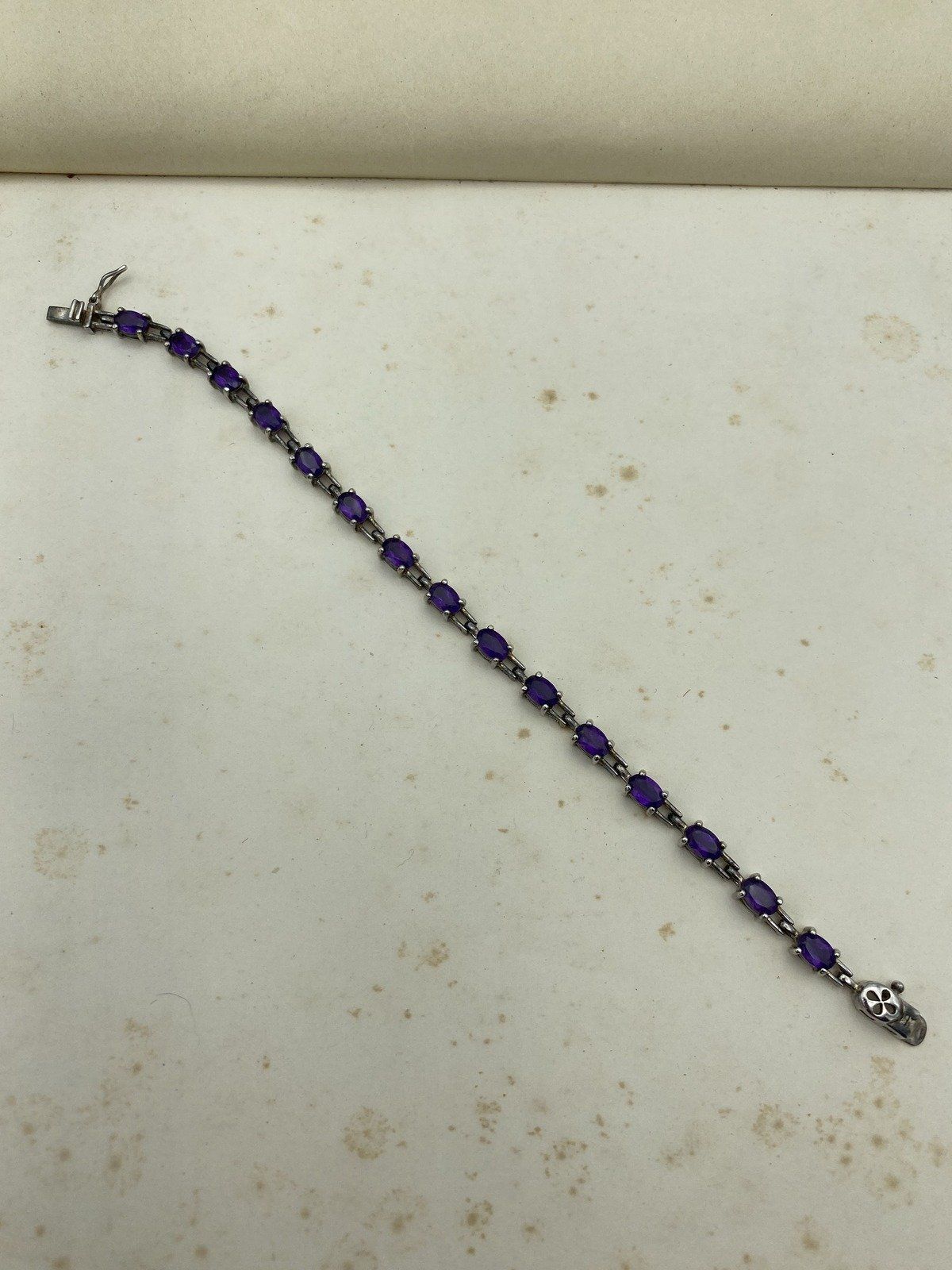 Sterling Silver 7 Oval Amethyst Tennis Bracelet 3