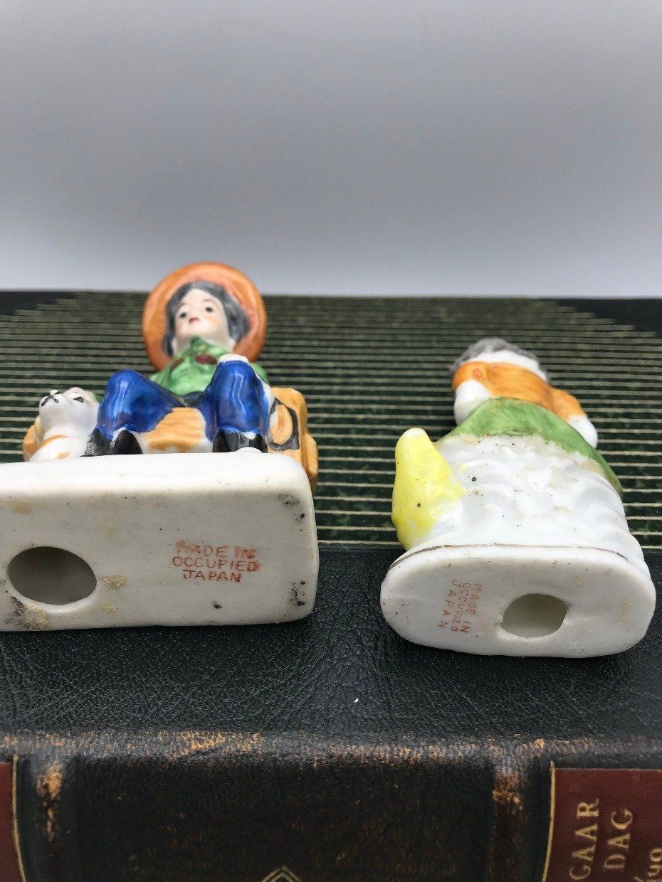 Occupied Japan Porcelain Child Sitting w Dog Figurine 3