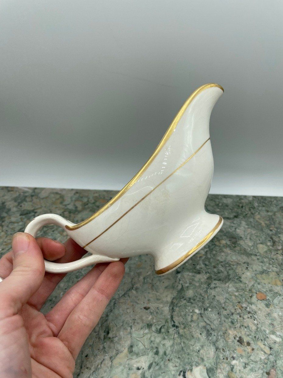 Antique Slender Bone China + Gilt Rim Creamer 3
