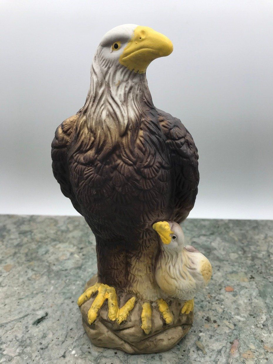 Painted Bisque Porcelain Mother Eagle w Chick 3